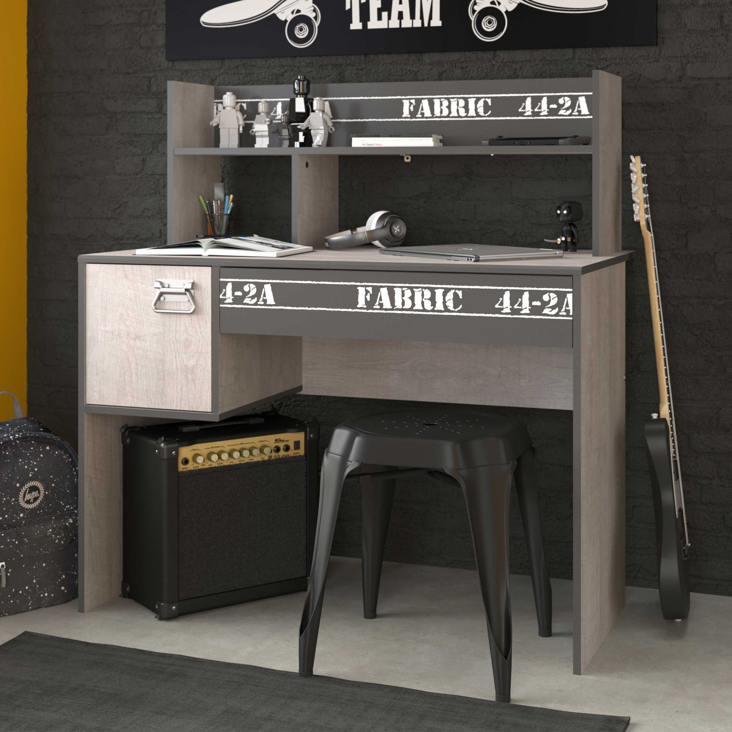 Bureau enfant Fabien Industriel - gris