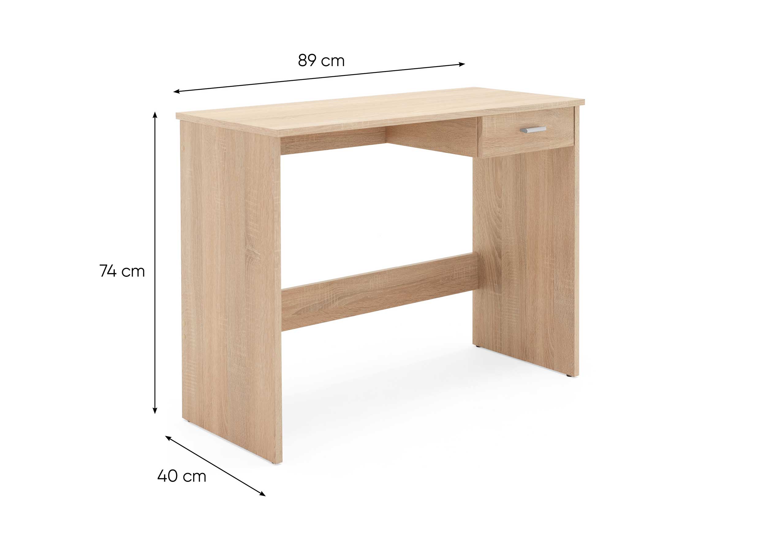 Bureau Franz 89cm 1 tiroir - chêne - Image 3