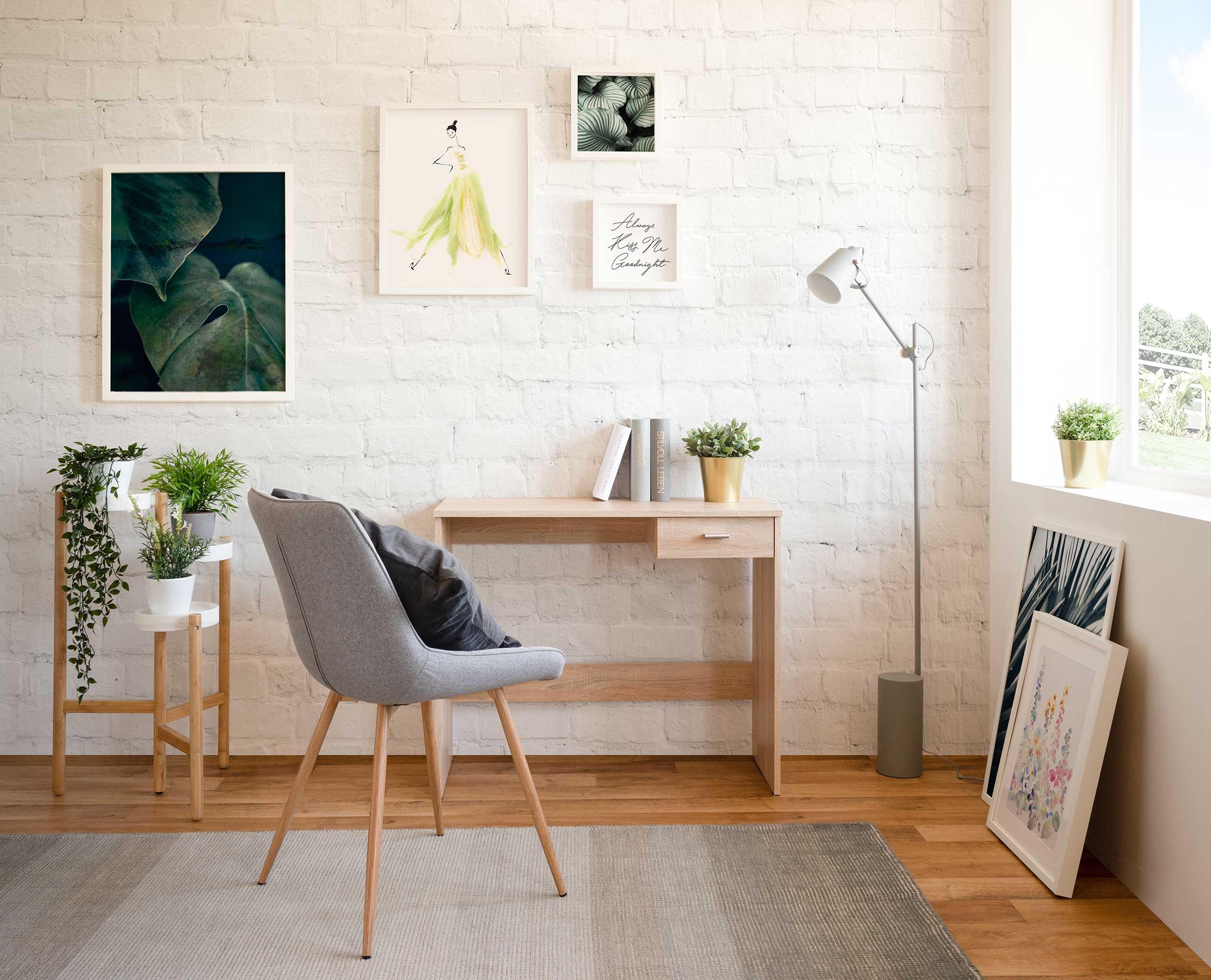 Bureau Franz 89cm 1 tiroir - chêne - Image 10