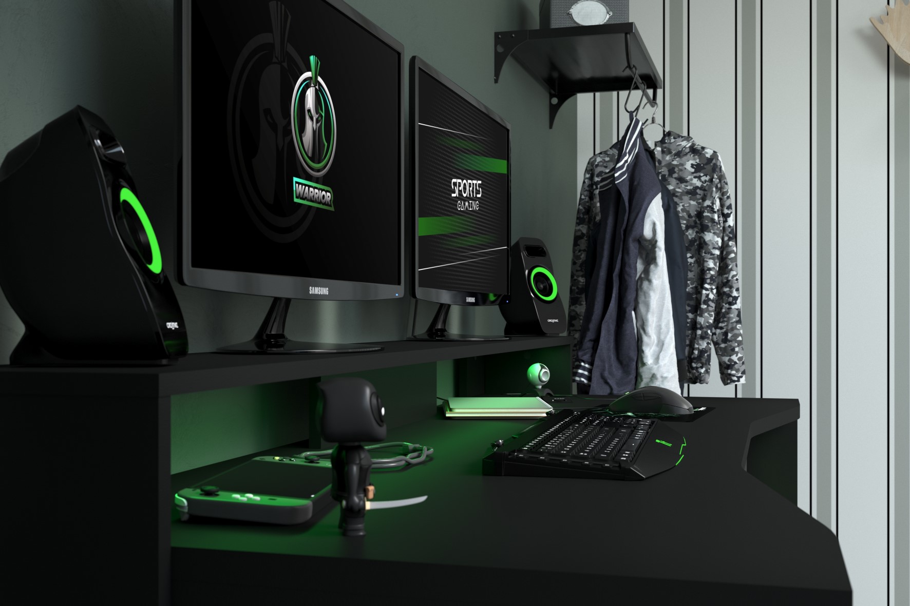 Bureau Gaming 152cm avec ruban LED - noir - Image 2