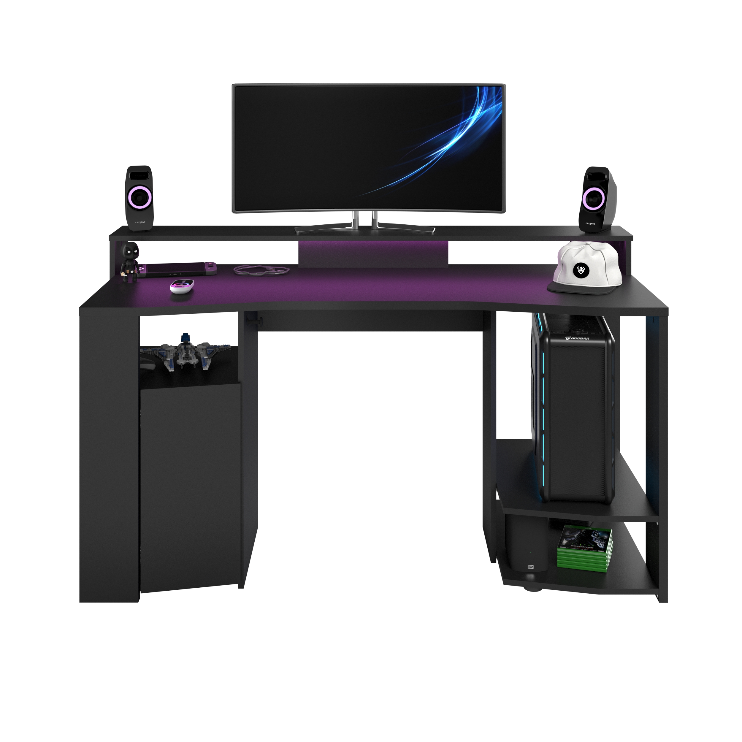 Bureau Gaming 152cm avec ruban LED - noir - Image 9
