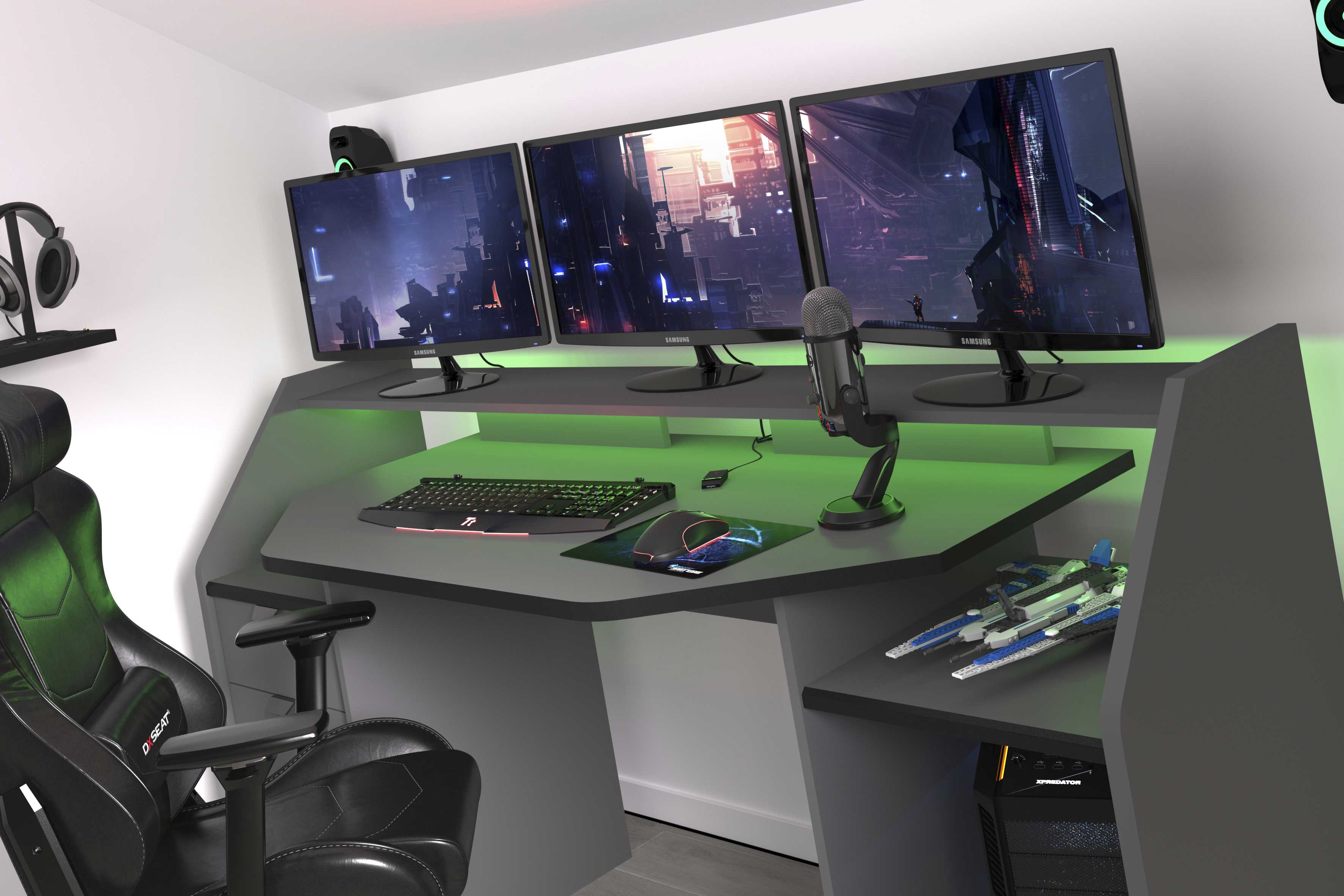 Bureau Gaming 180cm avec ruban LED - Image 5