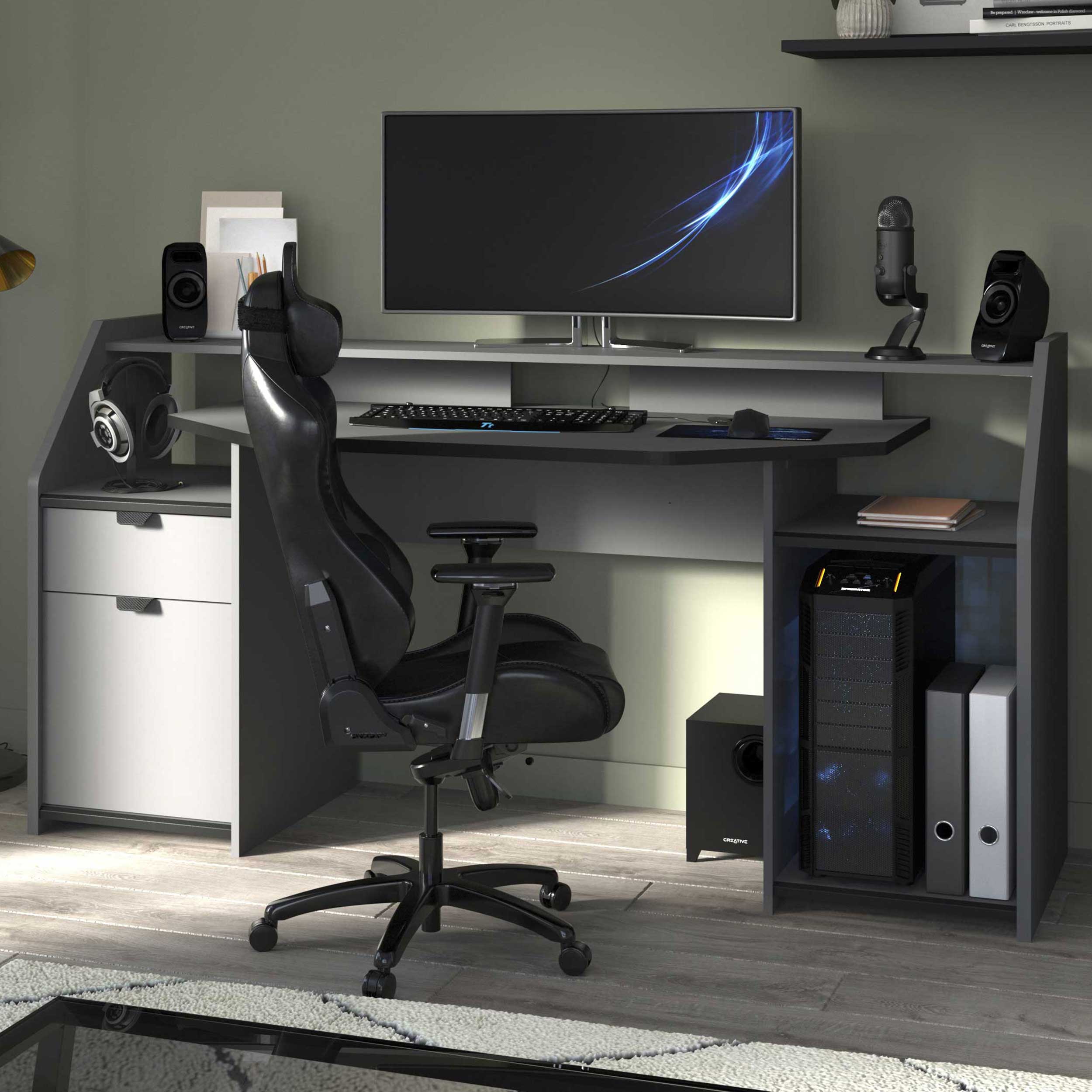 Bureau Gaming 180cm avec ruban LED
