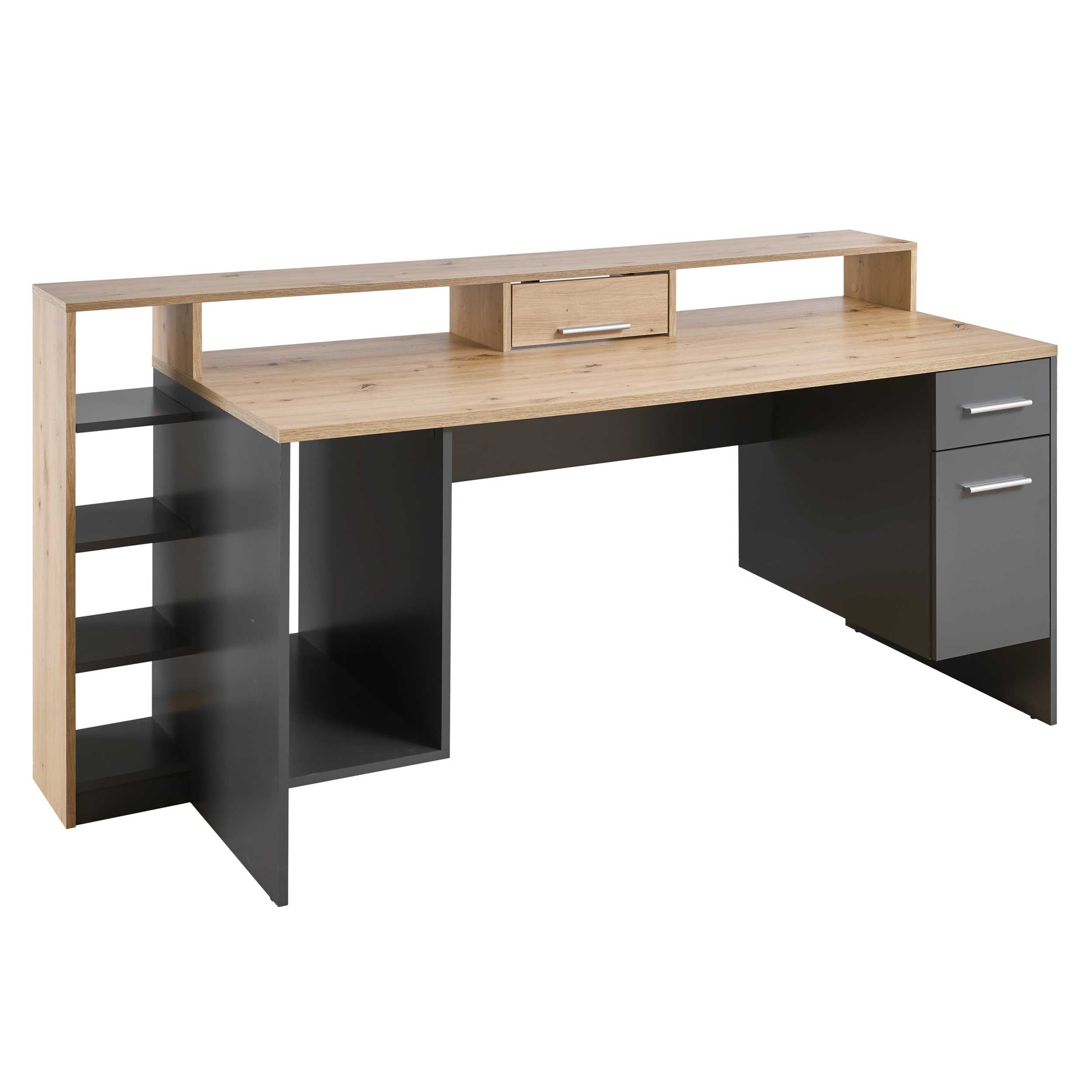 Bureau gaming Tudi éclairage compris - gris/bois - Image 5