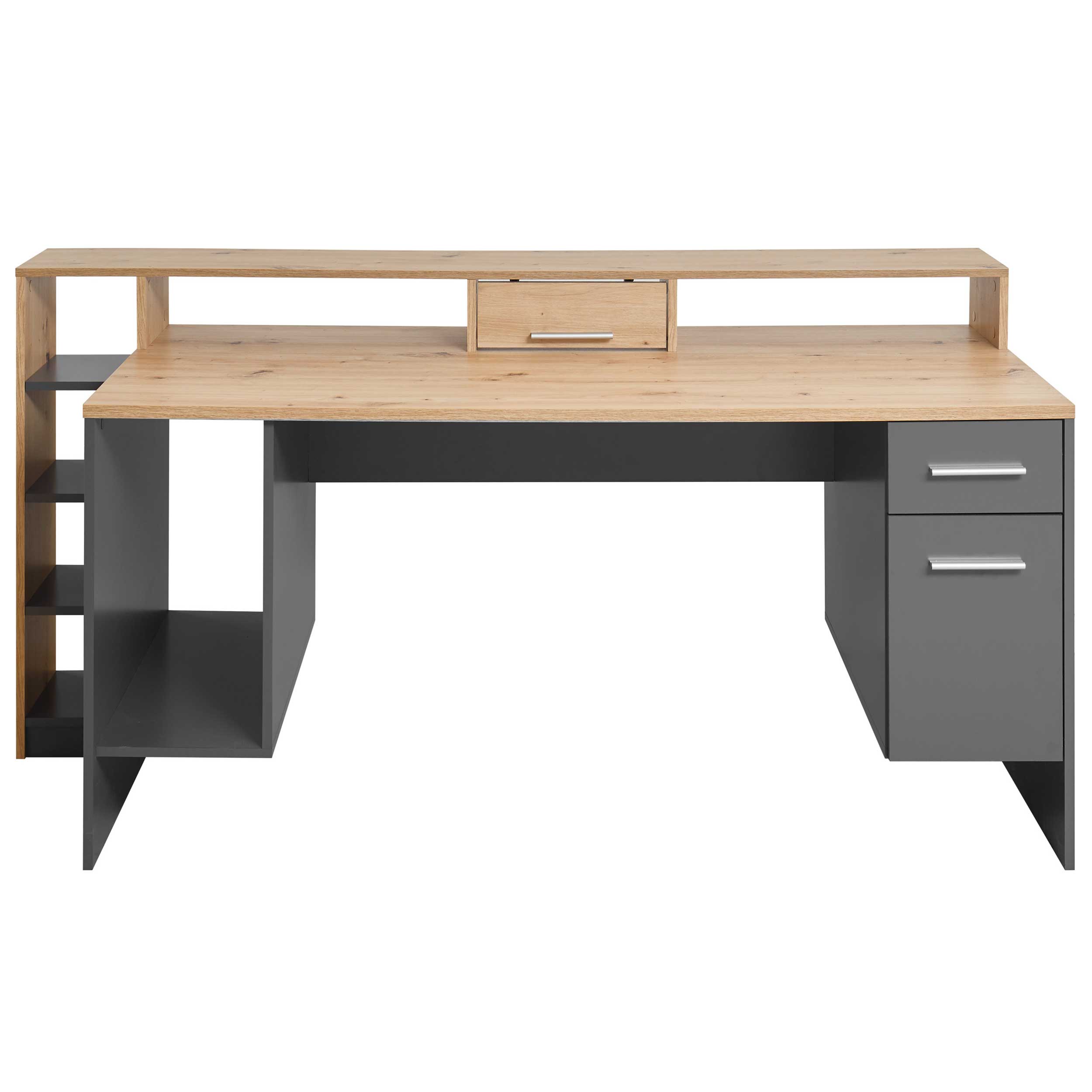 Bureau gaming Tudi éclairage compris - gris/bois - Image 8