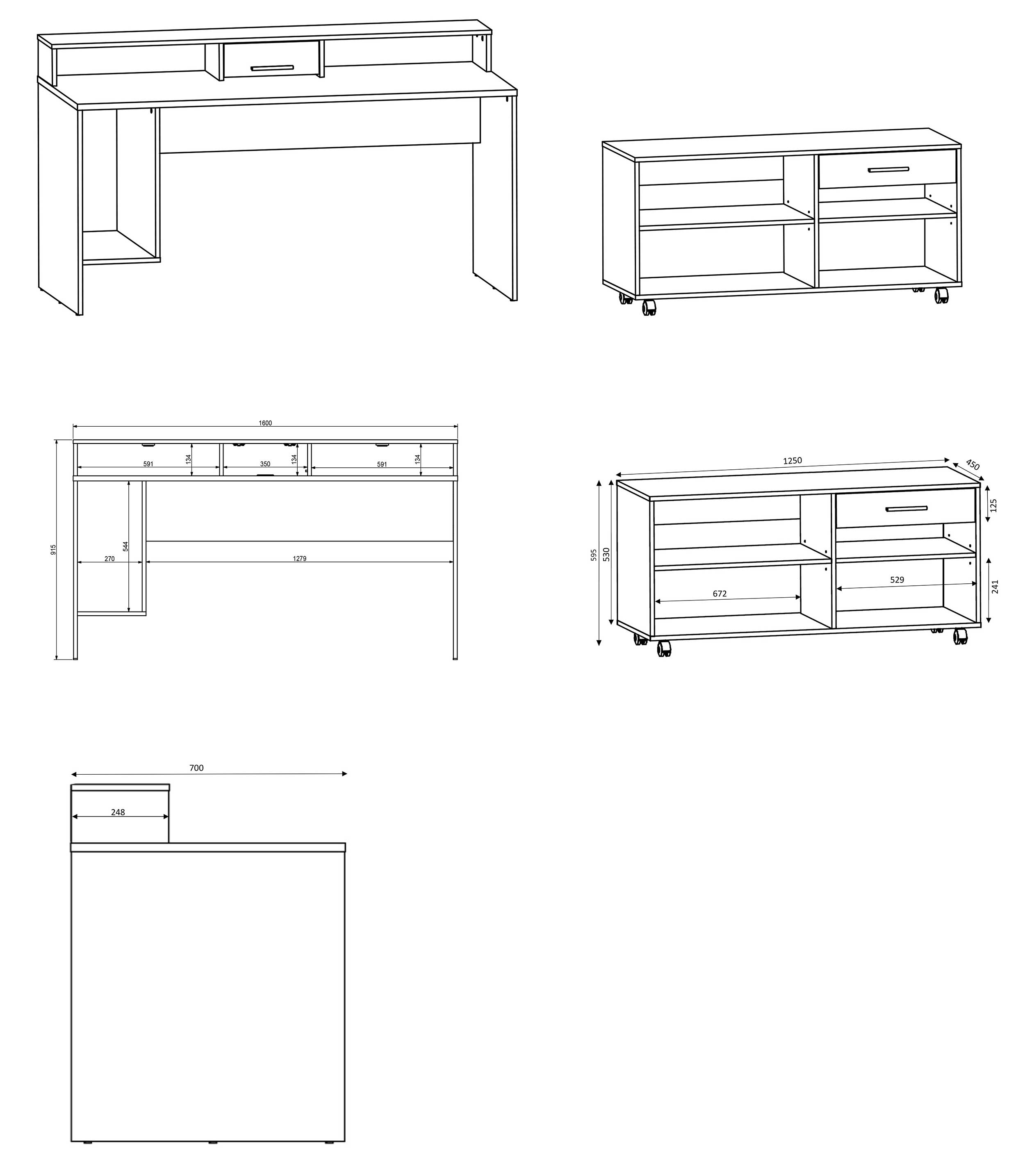 Bureau gaming Tudi éclairage compris - noir - Image 2