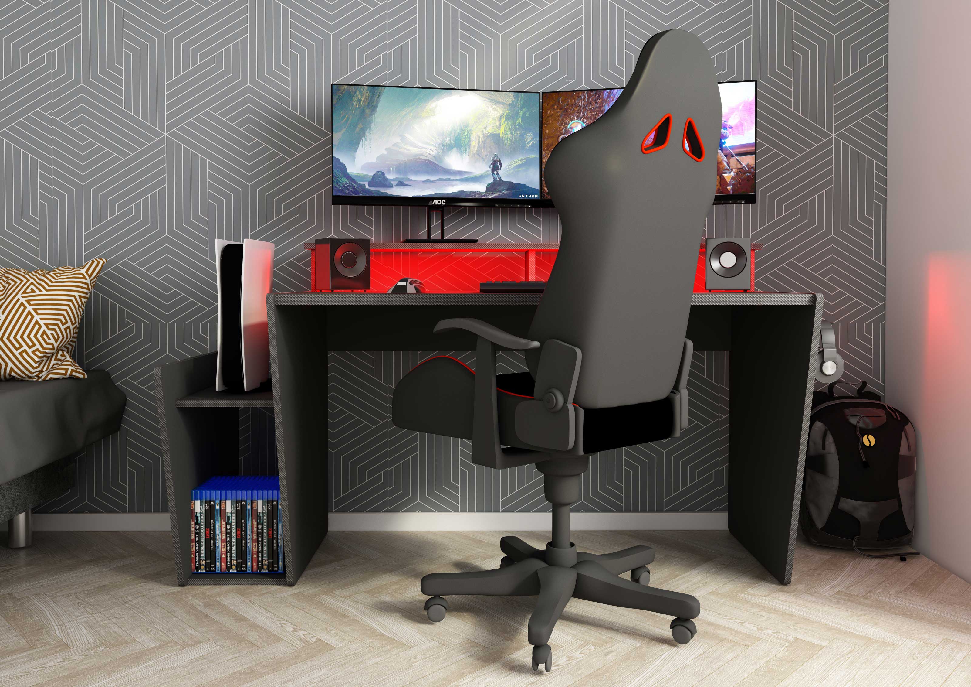 Bureau gaming Yannick 150x70x85cm panneaux de particules - anthracite - Image 10