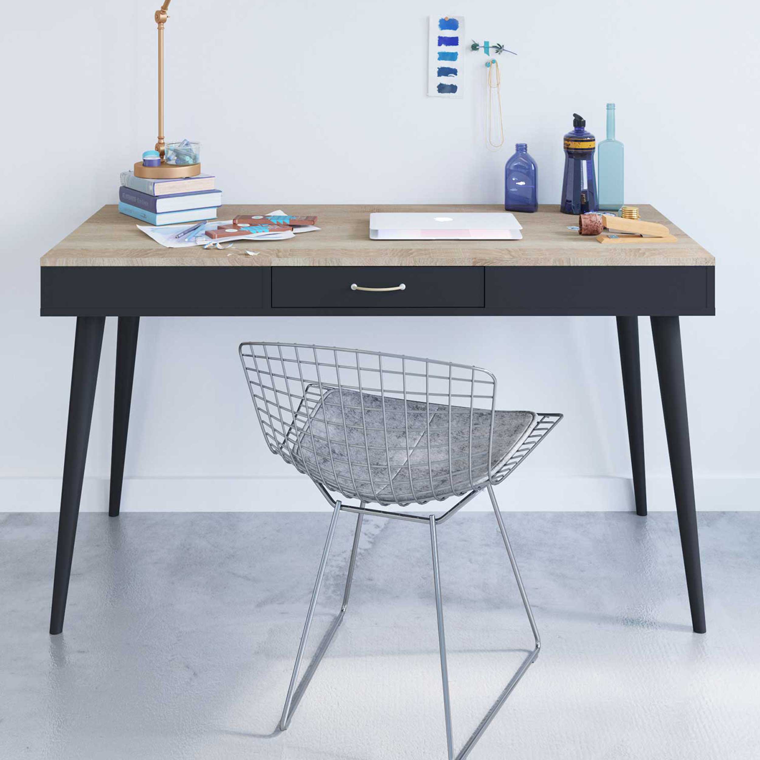 Bureau Horizon 134cm - chêne/noir - Image 1
