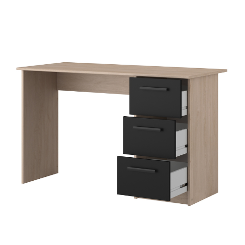 Bureau Infino avec 3 tiroirs - chêne/noir - Image 4