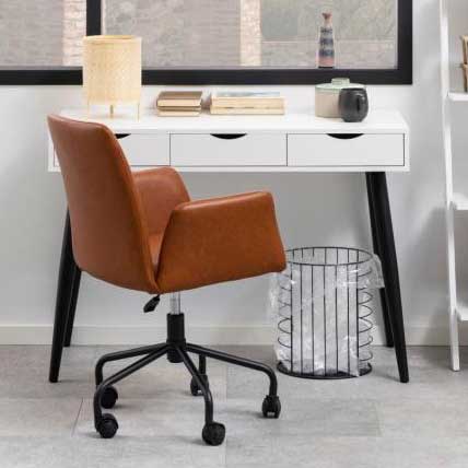 Bureau Jupiter 110 cm 3 tiroirs - blanc/noir - Image 1