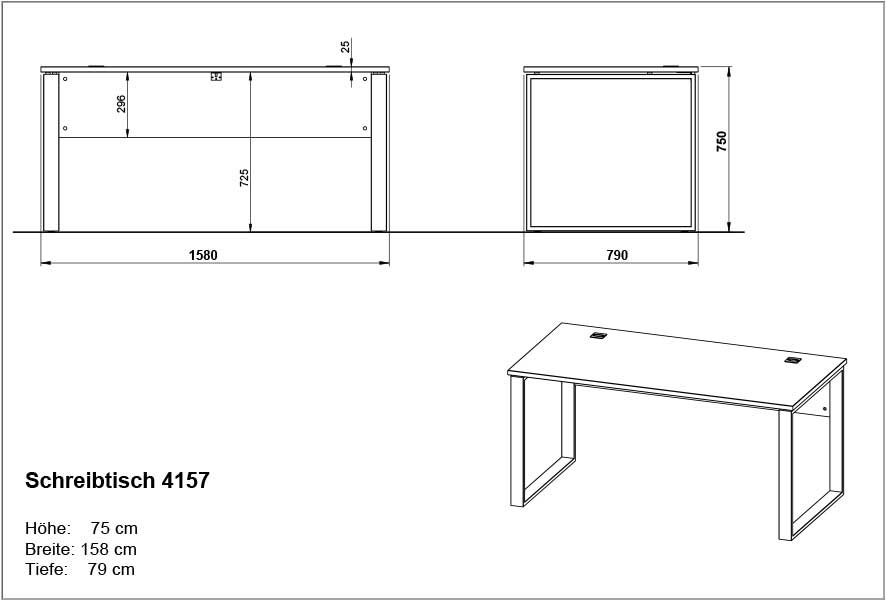 Bureau Lloris 158cm - blanc/chêne - Image 2
