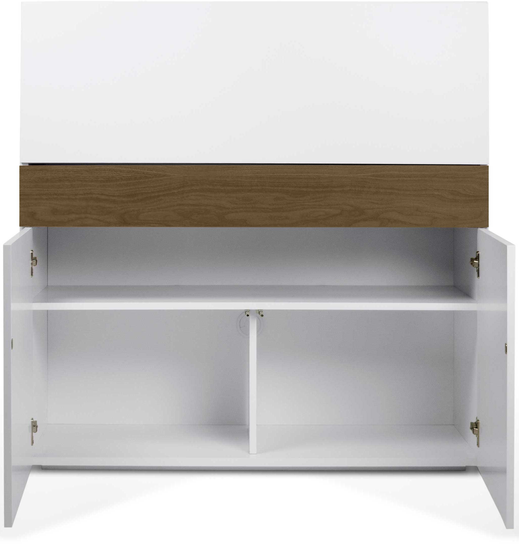 Bureau/meuble de rangement Fox 110cm - blanc/noyer - Image 6