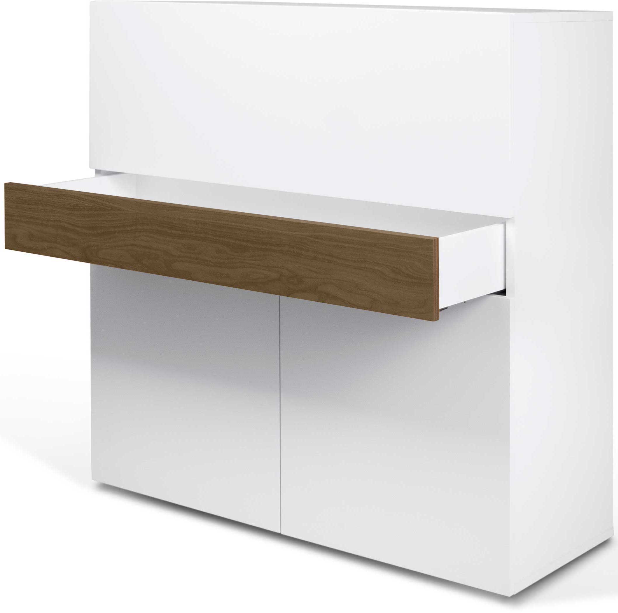 Bureau/meuble de rangement Fox 110cm - blanc/noyer - Image 7