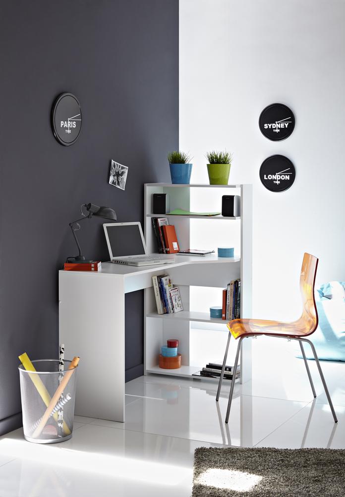 Bureau Monsieur 122cm avec bibliothèque - blanc - Image 5