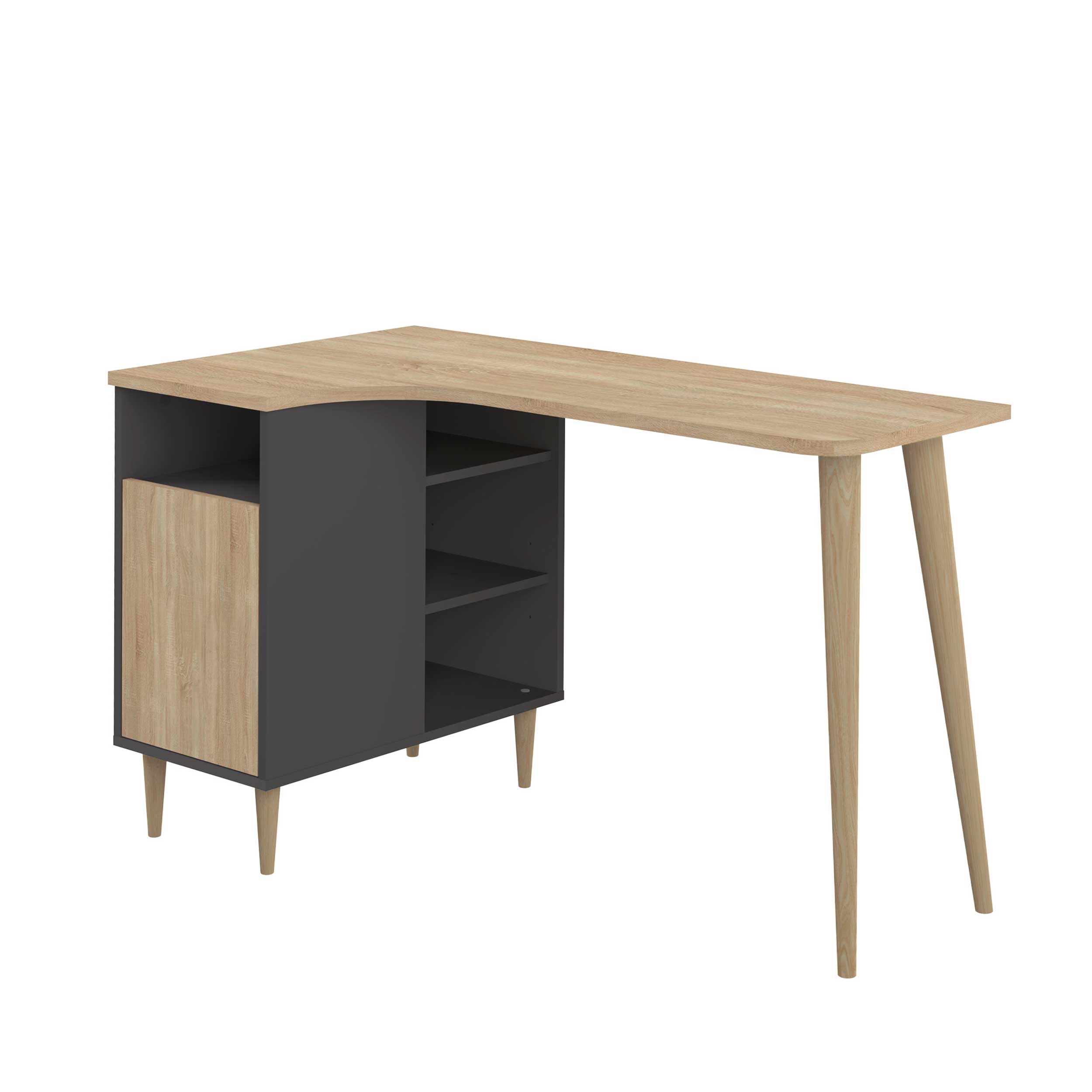 Bureau Nosk 120cm avec 1 porte - noir/chêne - Image 3