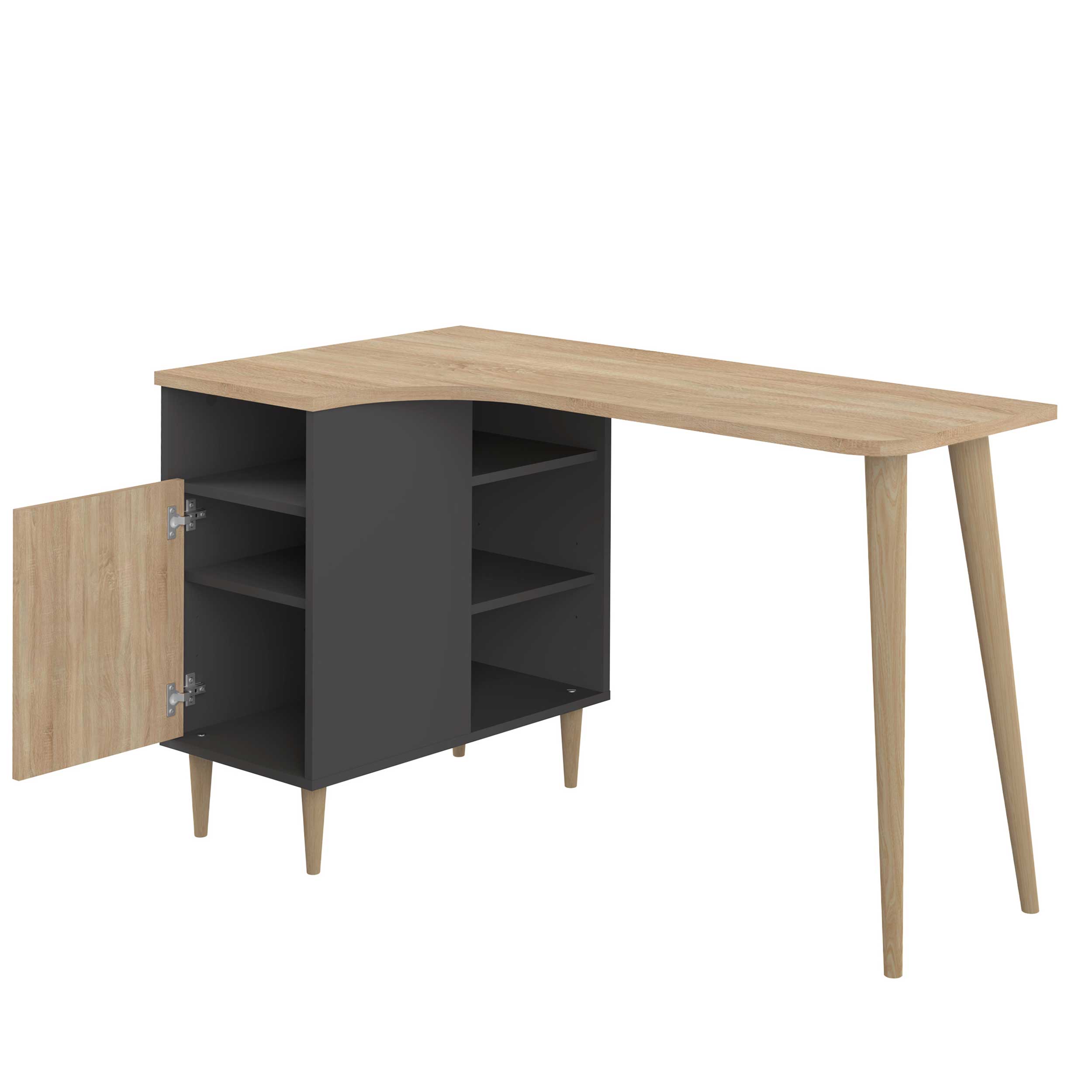Bureau Nosk 120cm avec 1 porte - noir/chêne - Image 5
