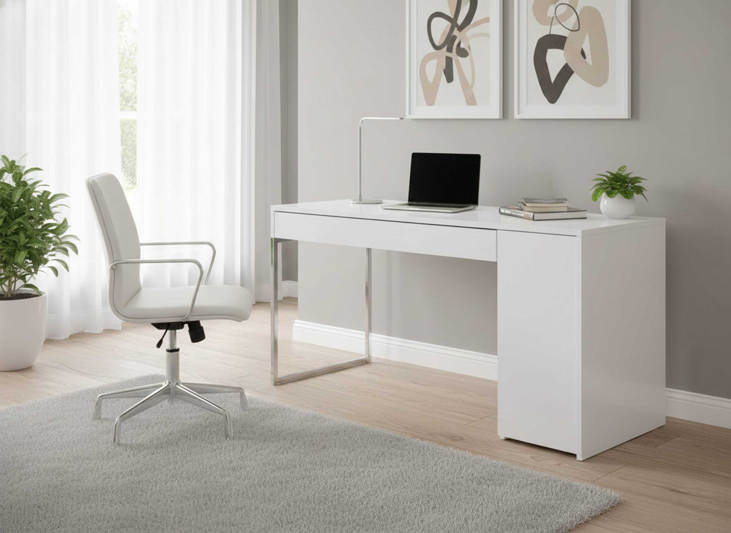 Bureau Prado 130cm - blanc/chrome - Image 9