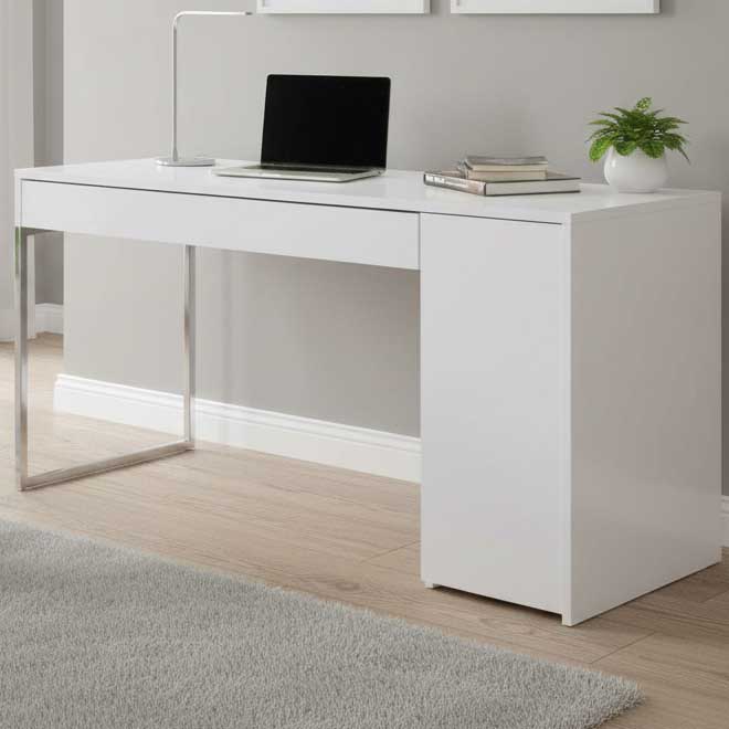 Bureau Prado 130cm - blanc/chrome - Image 1