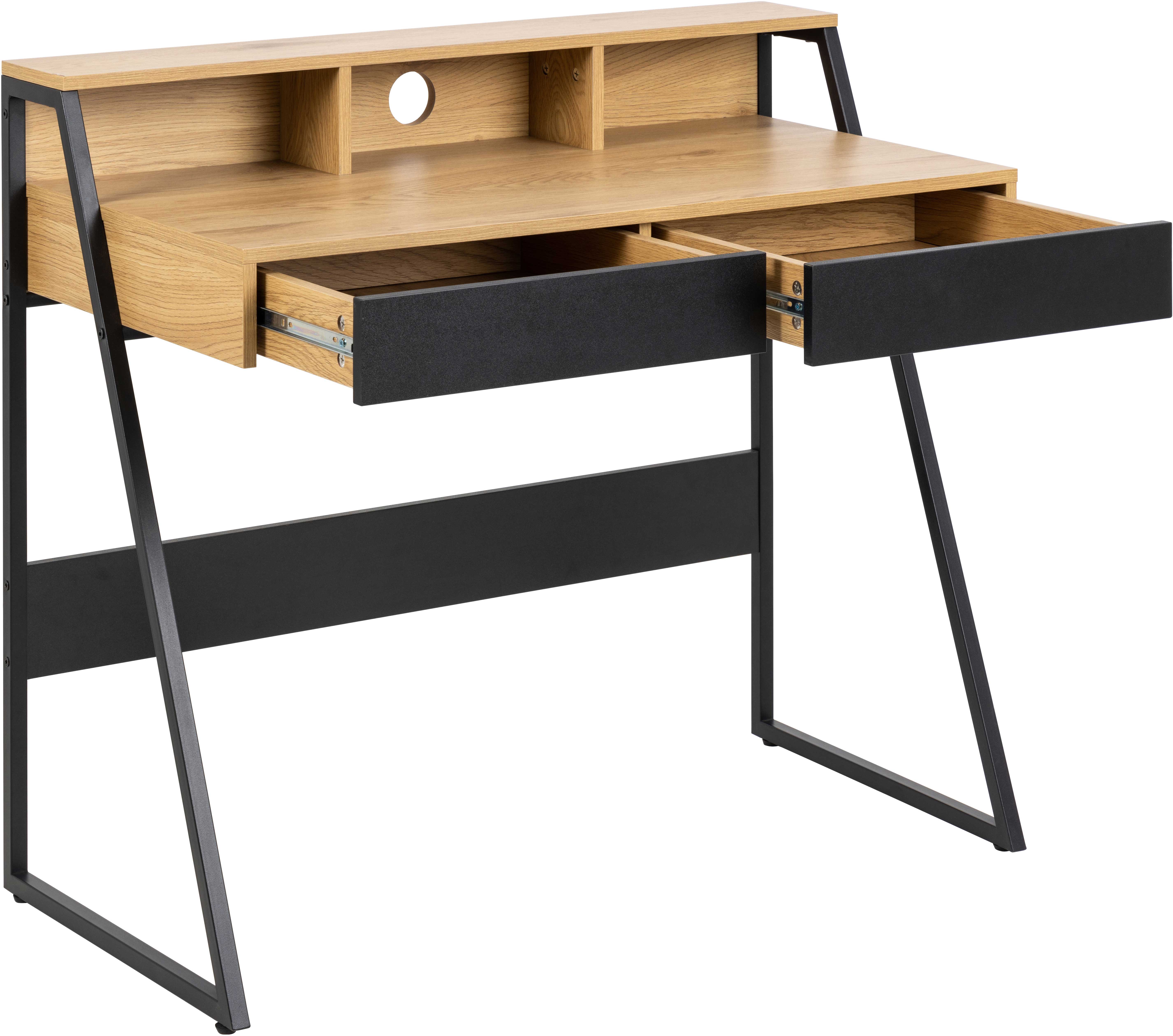 Bureau Reece 100cm - noir/chêne - Image 8