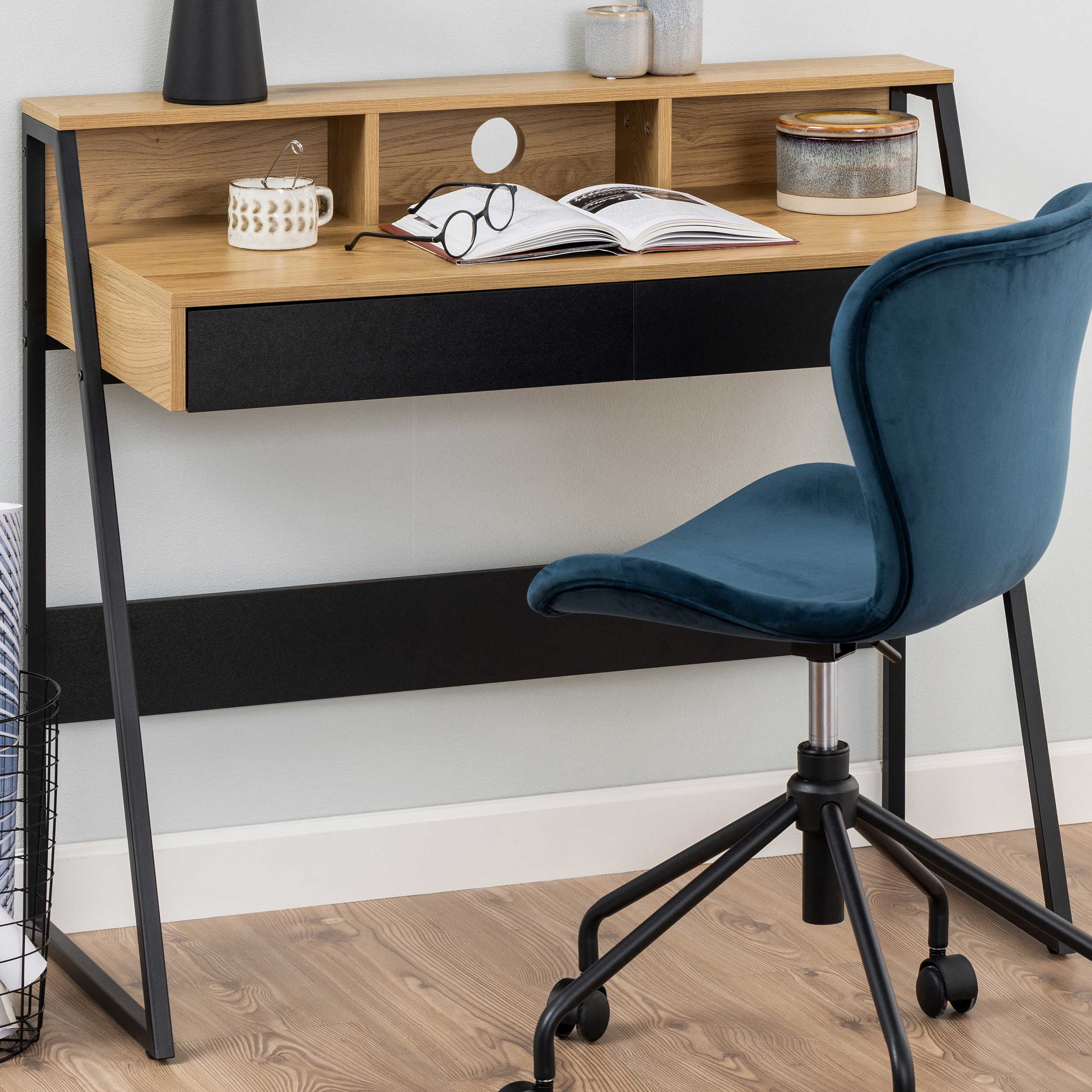 Bureau Reece 100cm - noir/chêne