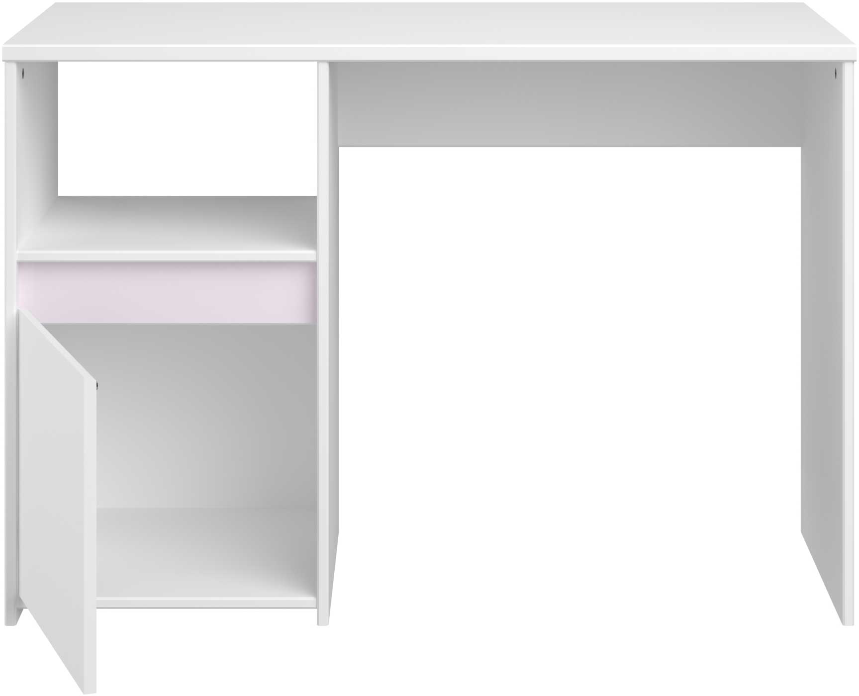 Bureau Rue 110cm avec armoire - blanc/gris ou blanc/rose - Image 5