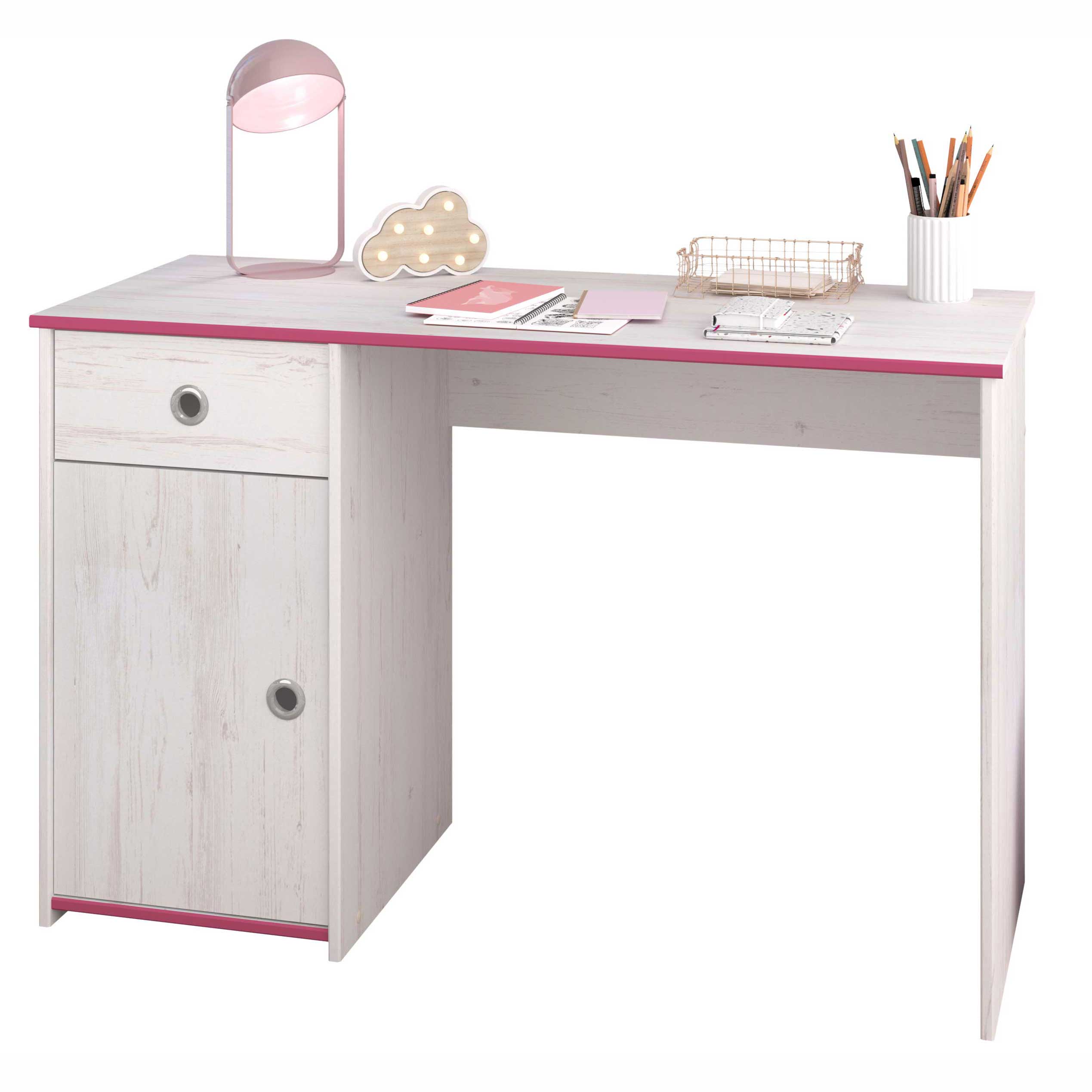 Bureau Smiley 121cm - blanc/rose ou bleu - Image 2