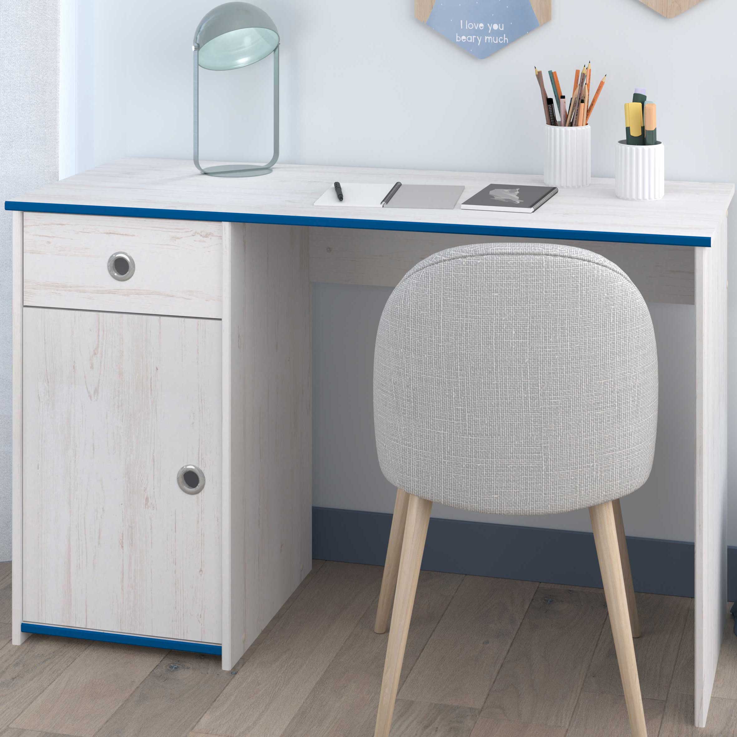 Bureau Smiley 121cm - blanc/rose ou bleu - Image 1