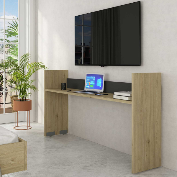 Bureau sur roulettes Portia 175x40x97 - chêne/anthracite - Image 1