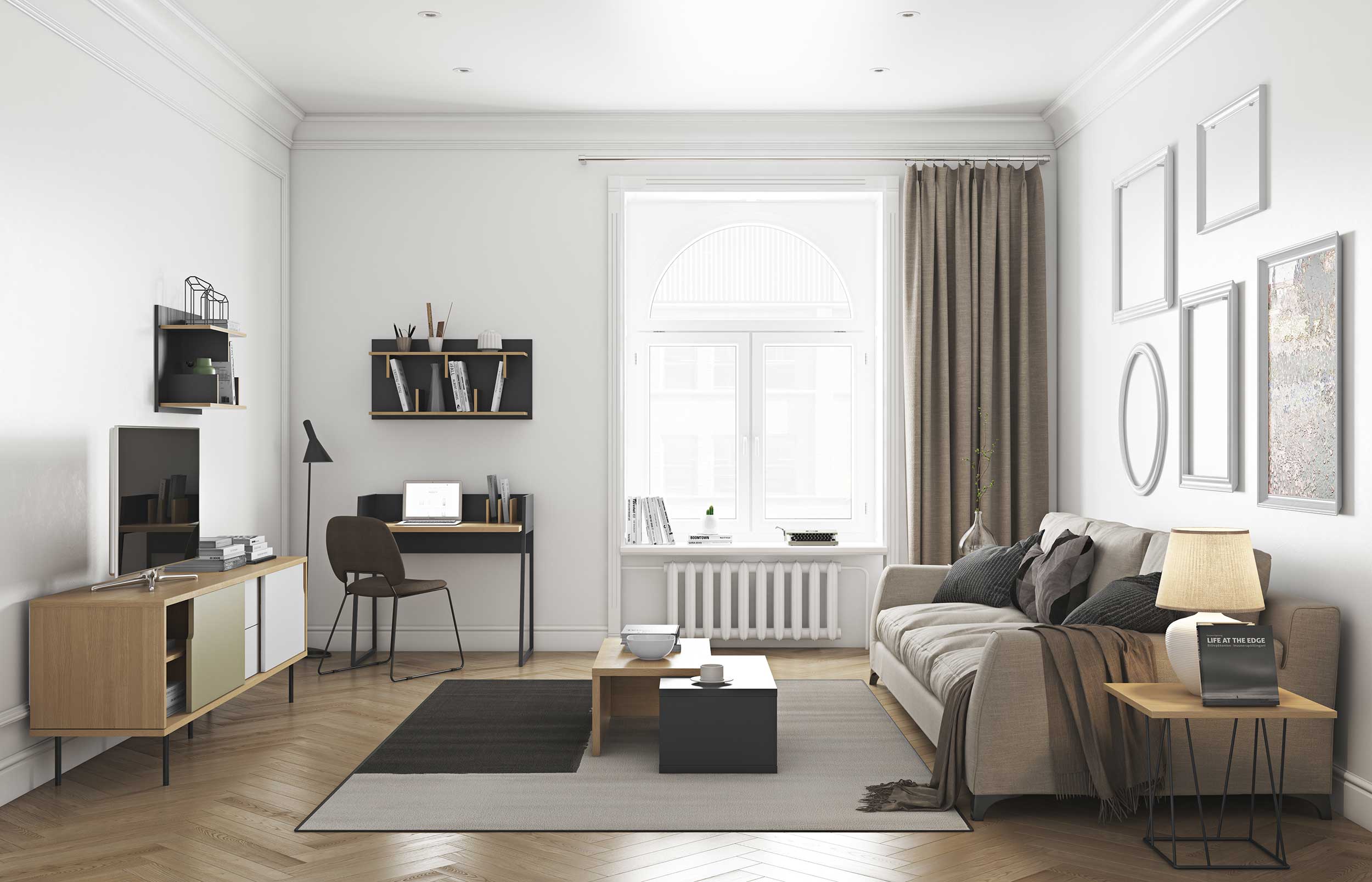 Bureau Volta 90cm - noir/chêne - Image 11