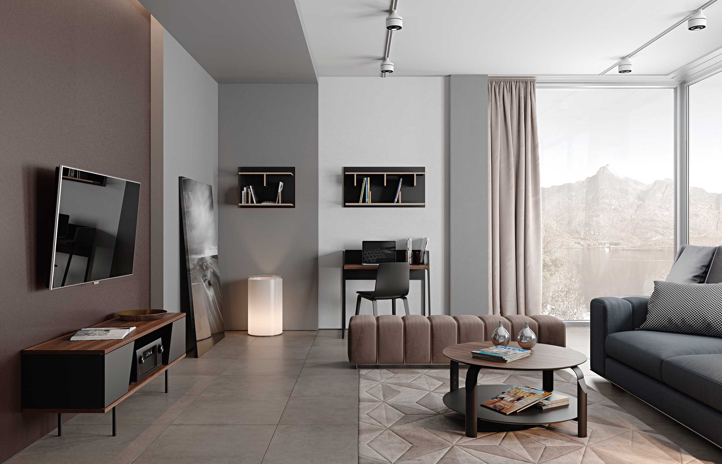 Bureau Volta 90cm - noir/noyer - Image 11