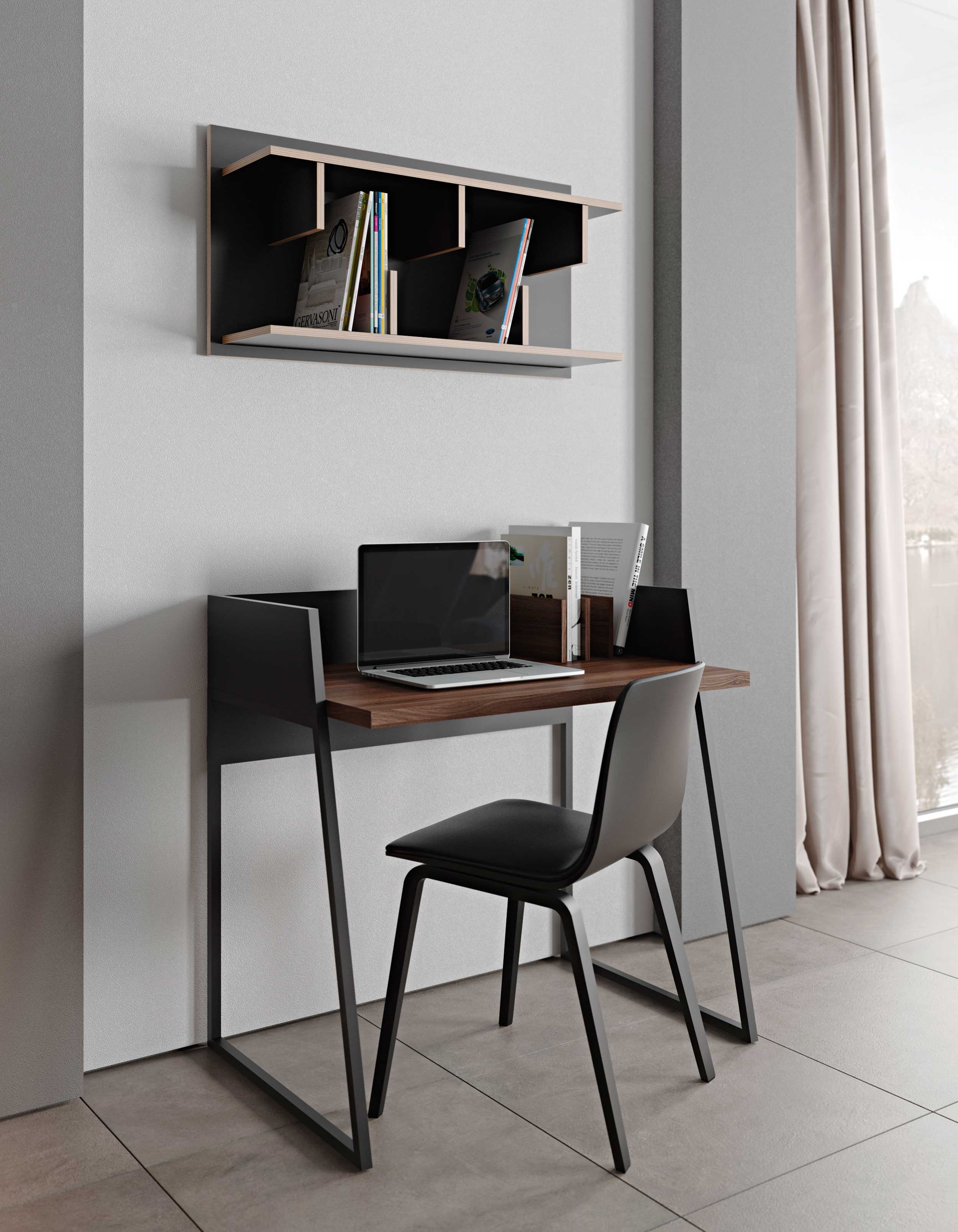 Bureau Volta 90cm - noir/noyer - Image 10