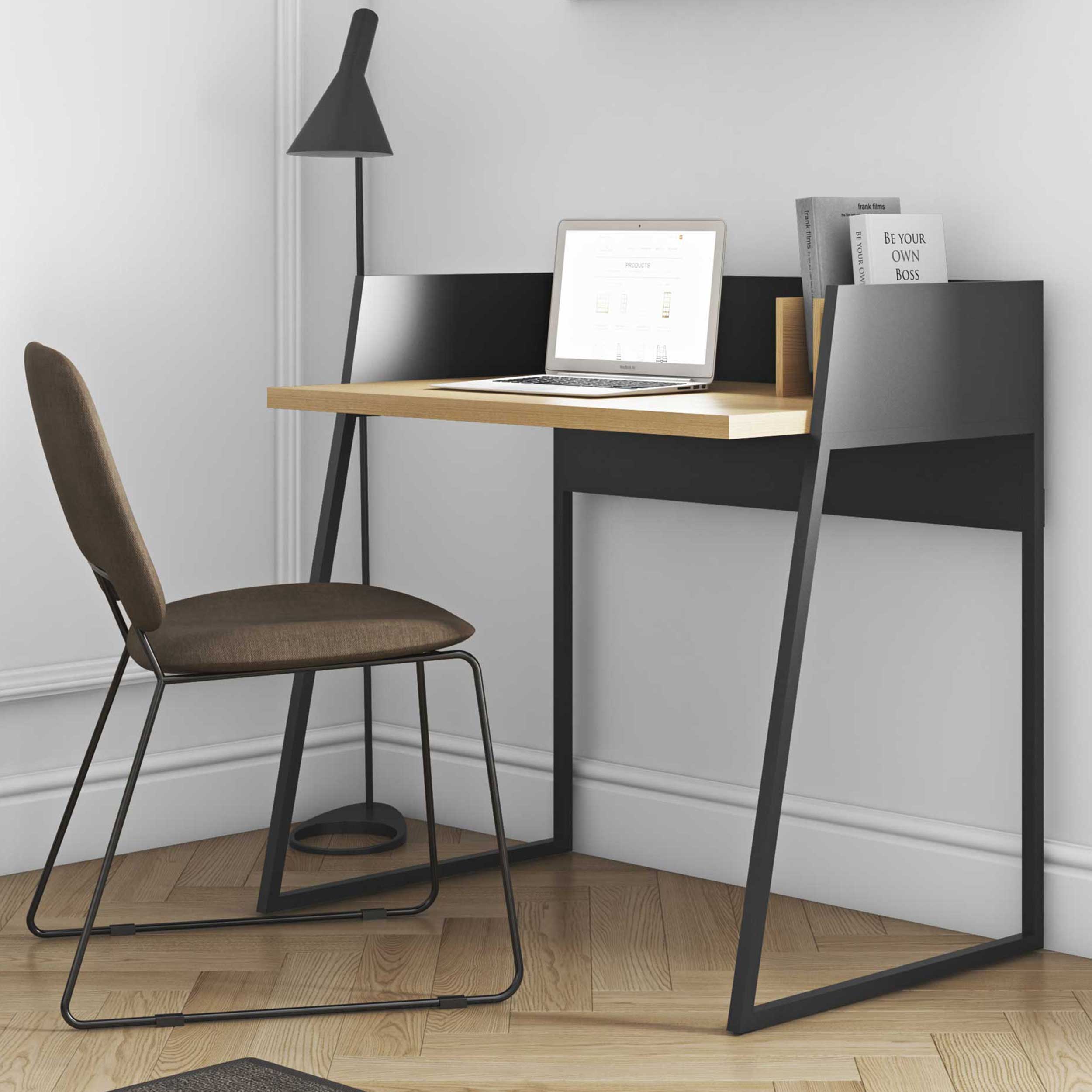 Bureau Volta 90cm - noir/chêne