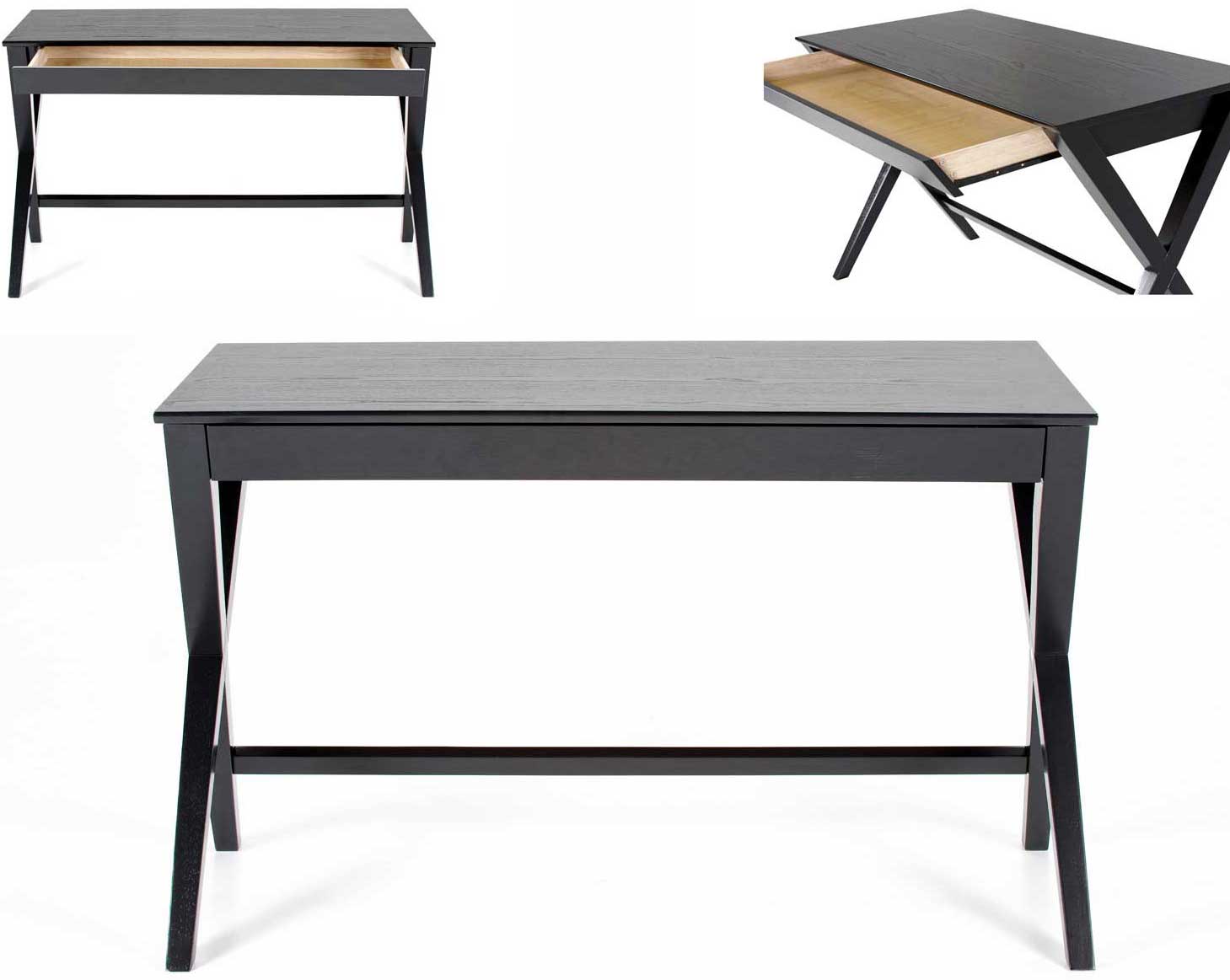 Bureau Wami 120cm, 1 tiroir - noir - Image 4