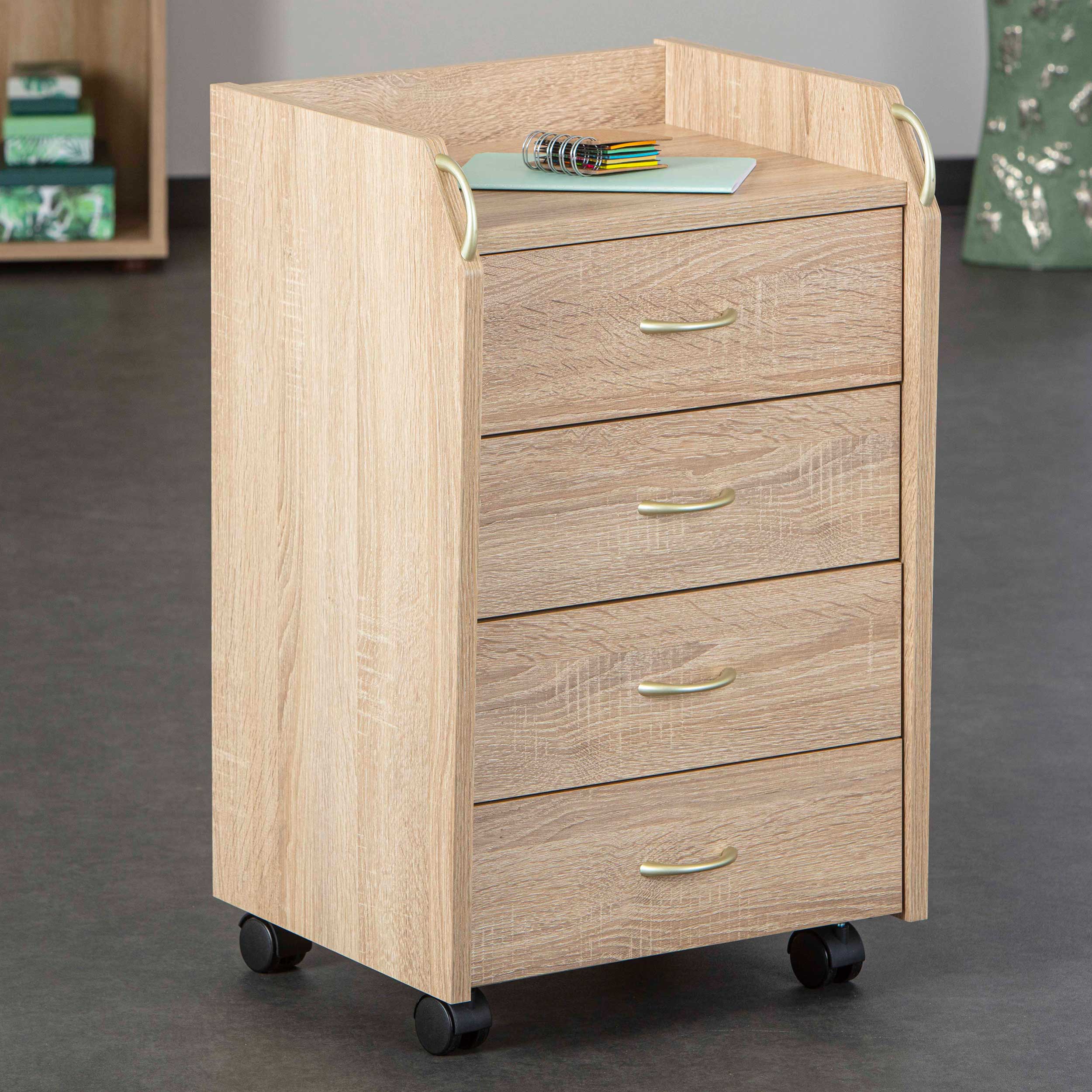 Caisson à tiroirs Frits avec quatre tiroirs - chêne sonoma