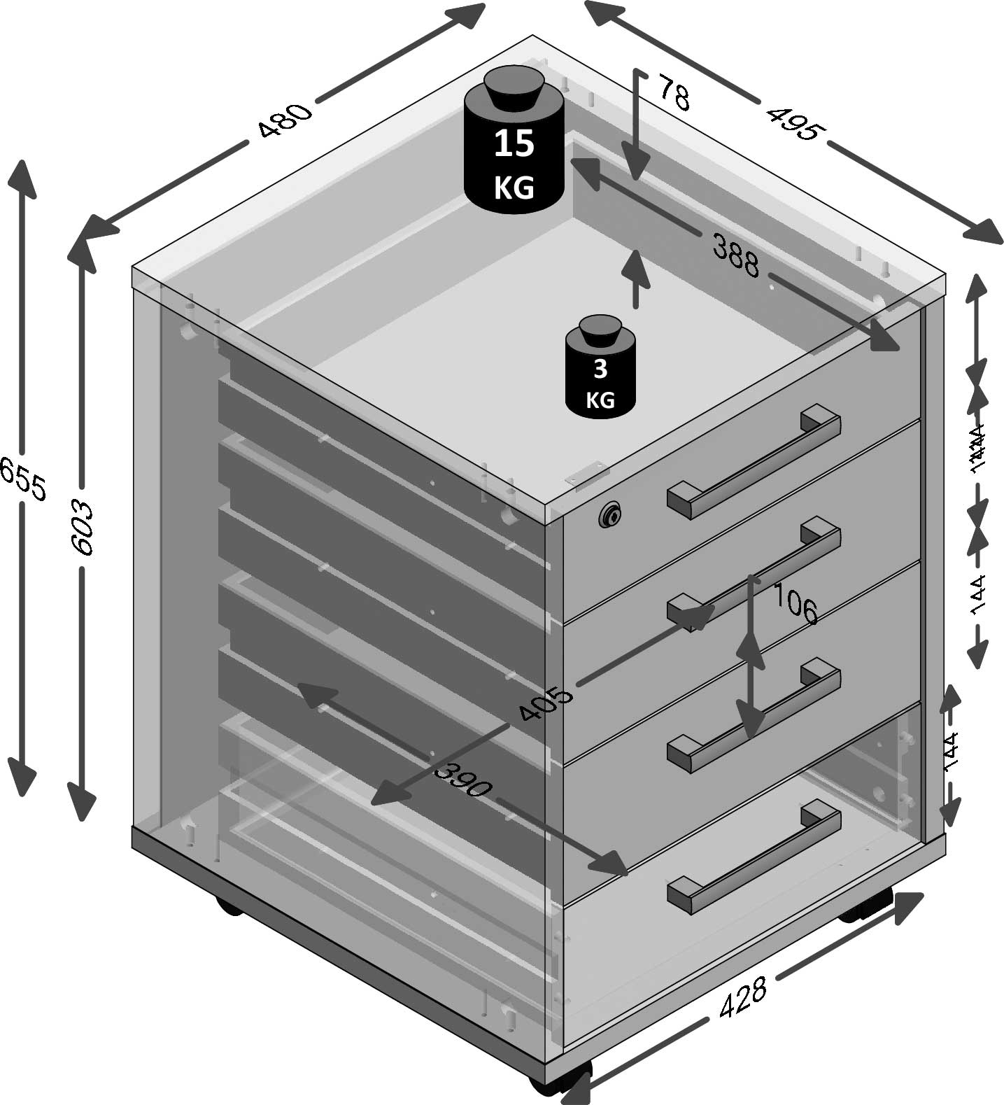 Caisson à tiroirs Gabi - chêne vieilli - Image 3