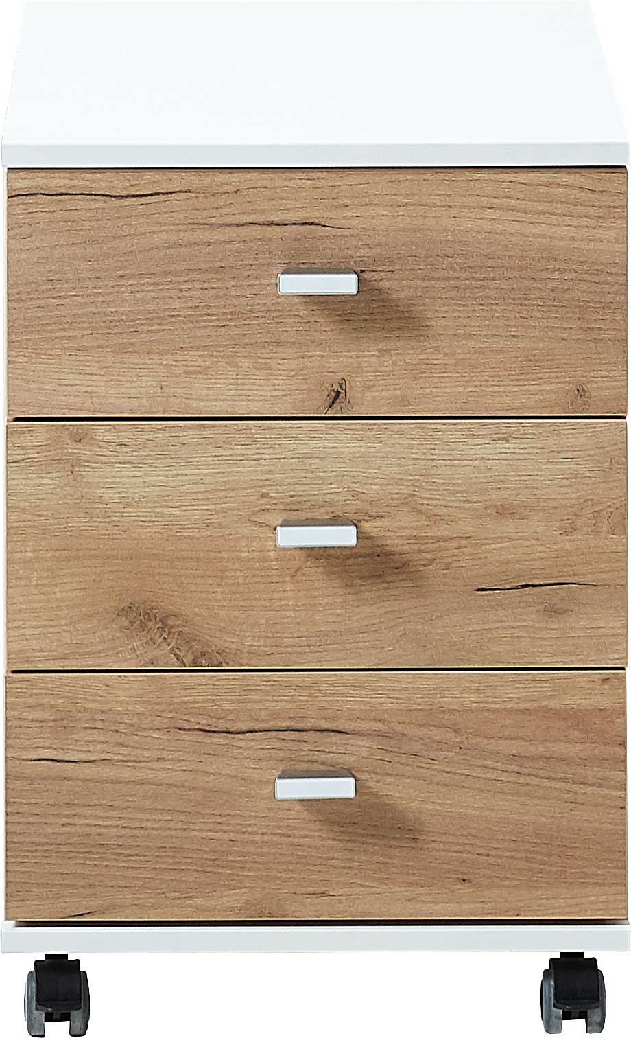 Caisson à tiroirs Lloris 3 tiroirs - blanc/chêne - Image 3