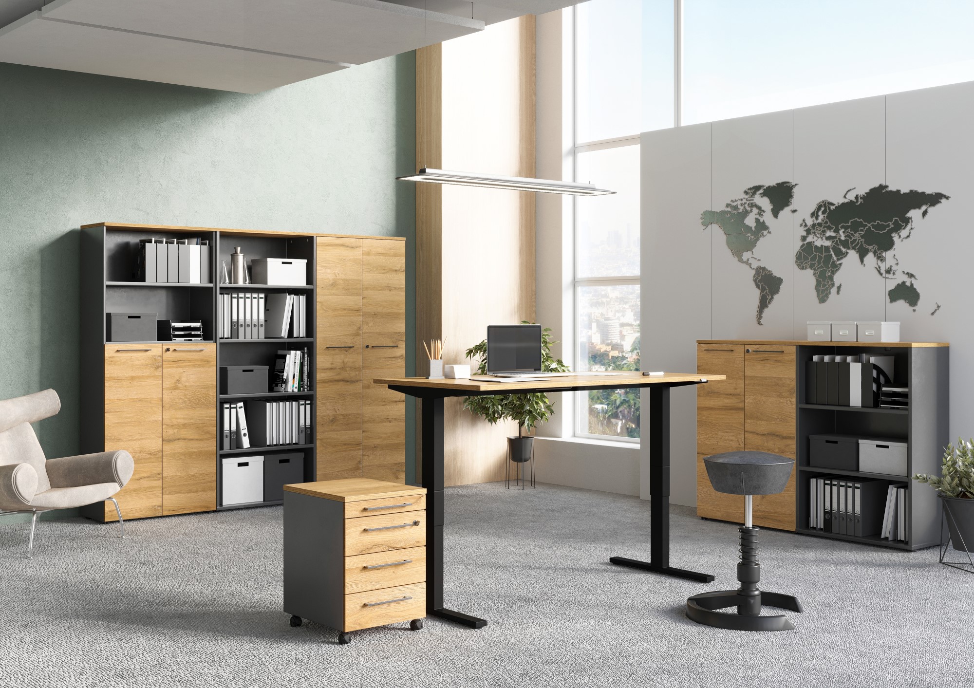 Caisson à tiroirs Osmond 4 tiroirs - chêne/graphite - Image 6