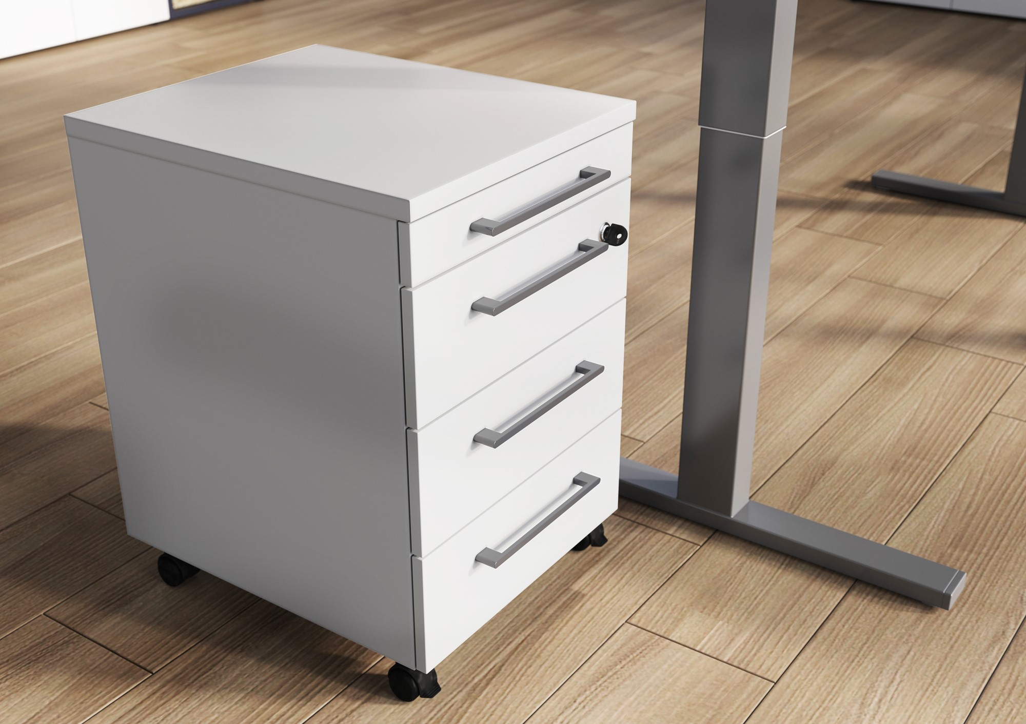 Caisson à tiroirs Osmond 4 tiroirs - gris clair - Image 8