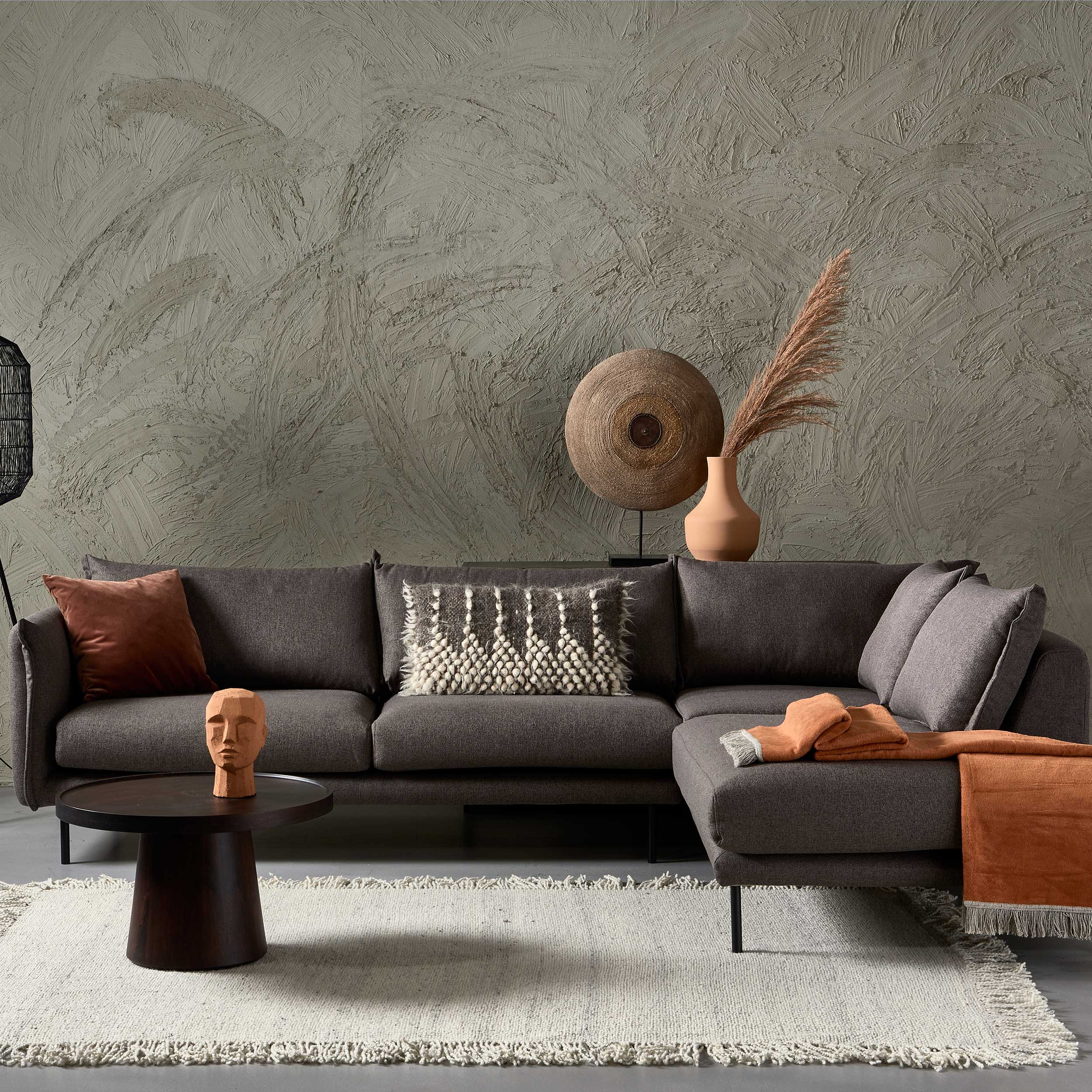 Canapé d'angle Boudi droit - gris - Image 1