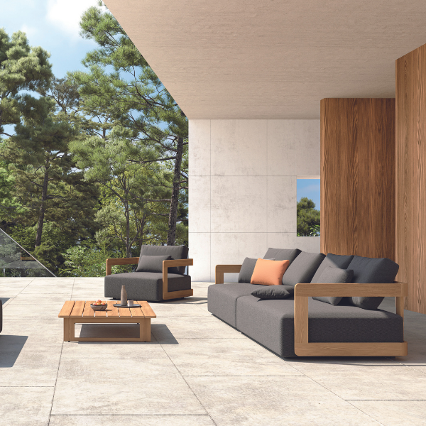 Canapé de jardin Raphael agora - bois teck/noir - Image 2