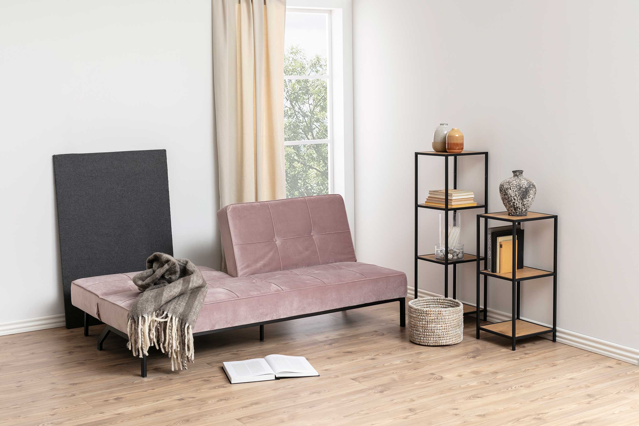 Canapé-lit Giovanni - vieux rose/noir - Image 7