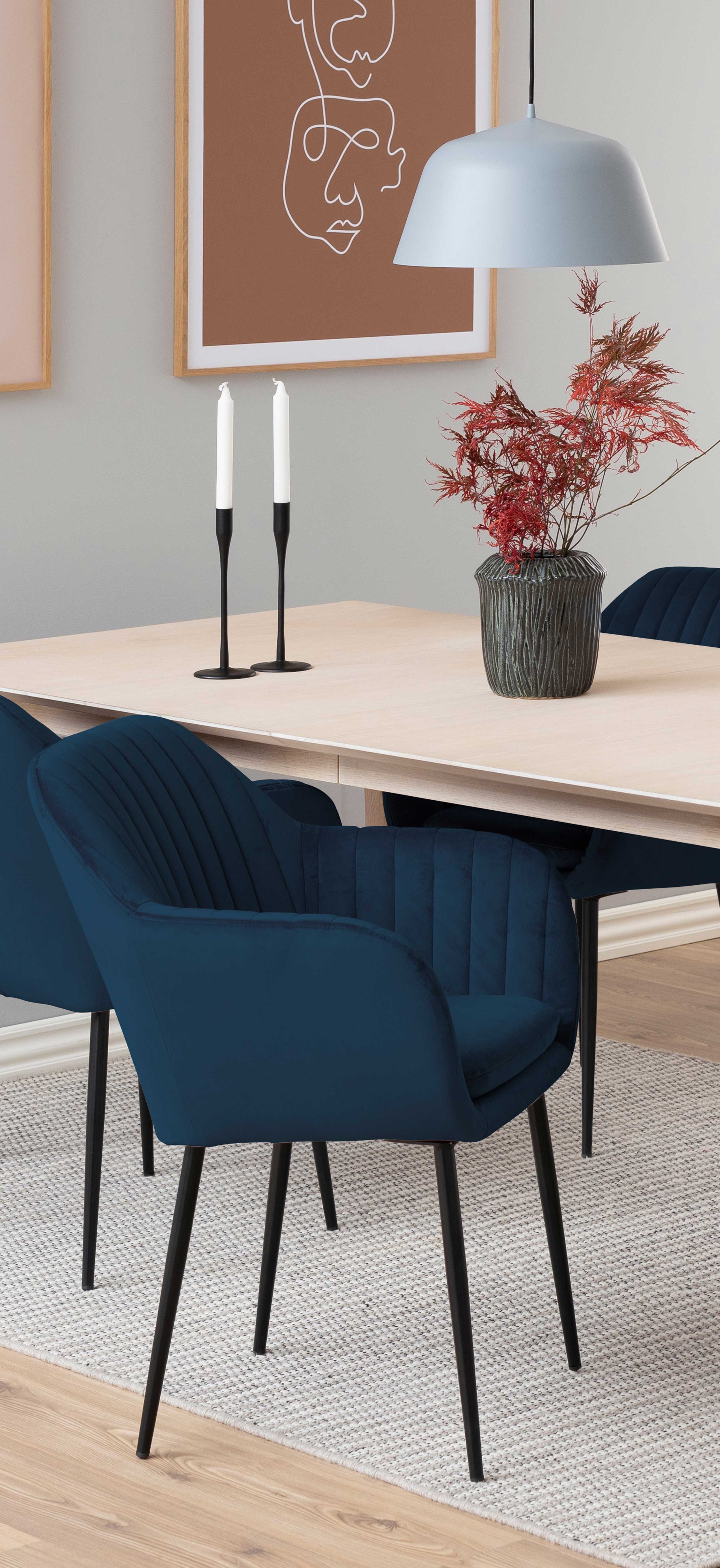 Chaise avec accoudoirs Hermeline - bleu foncé/noir - Image 3