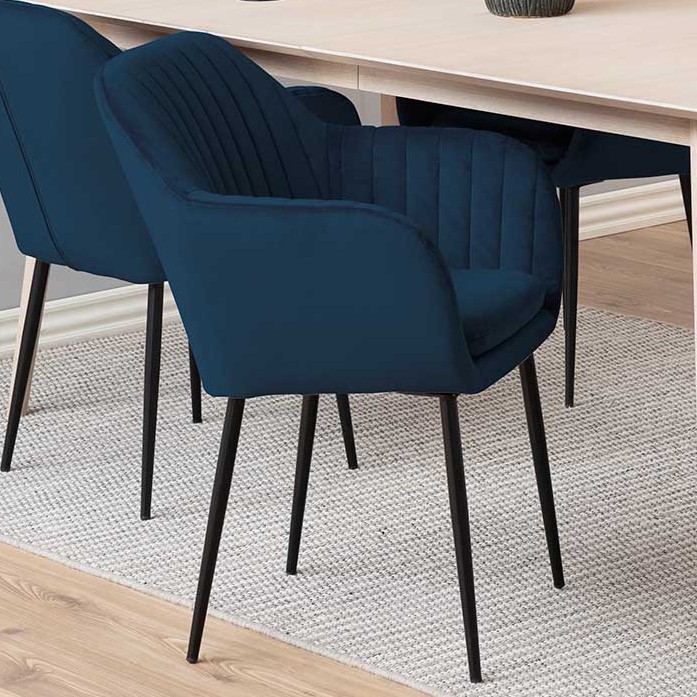 Chaise avec accoudoirs Hermeline - bleu foncé/noir - Image 1