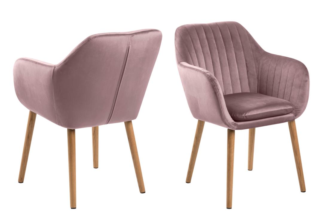 Chaise avec accoudoirs Hermeline - rose clair/chêne - Image 12