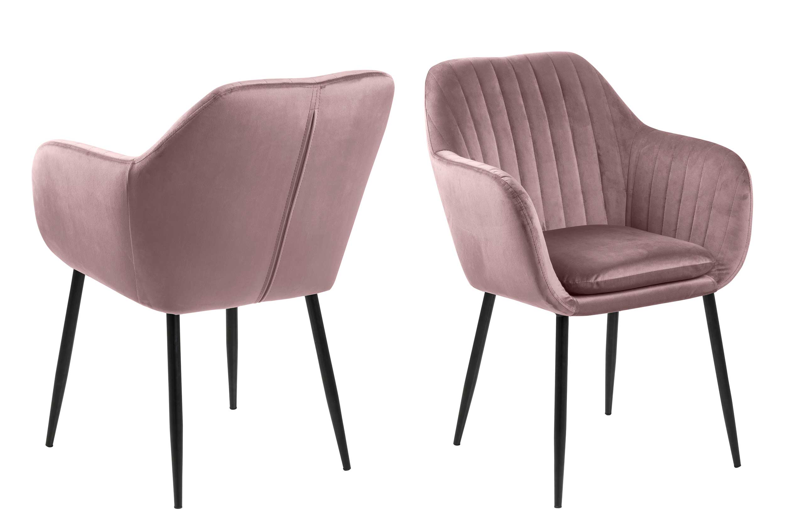 Chaise avec accoudoirs Hermeline - vieux rose/noir - Image 11