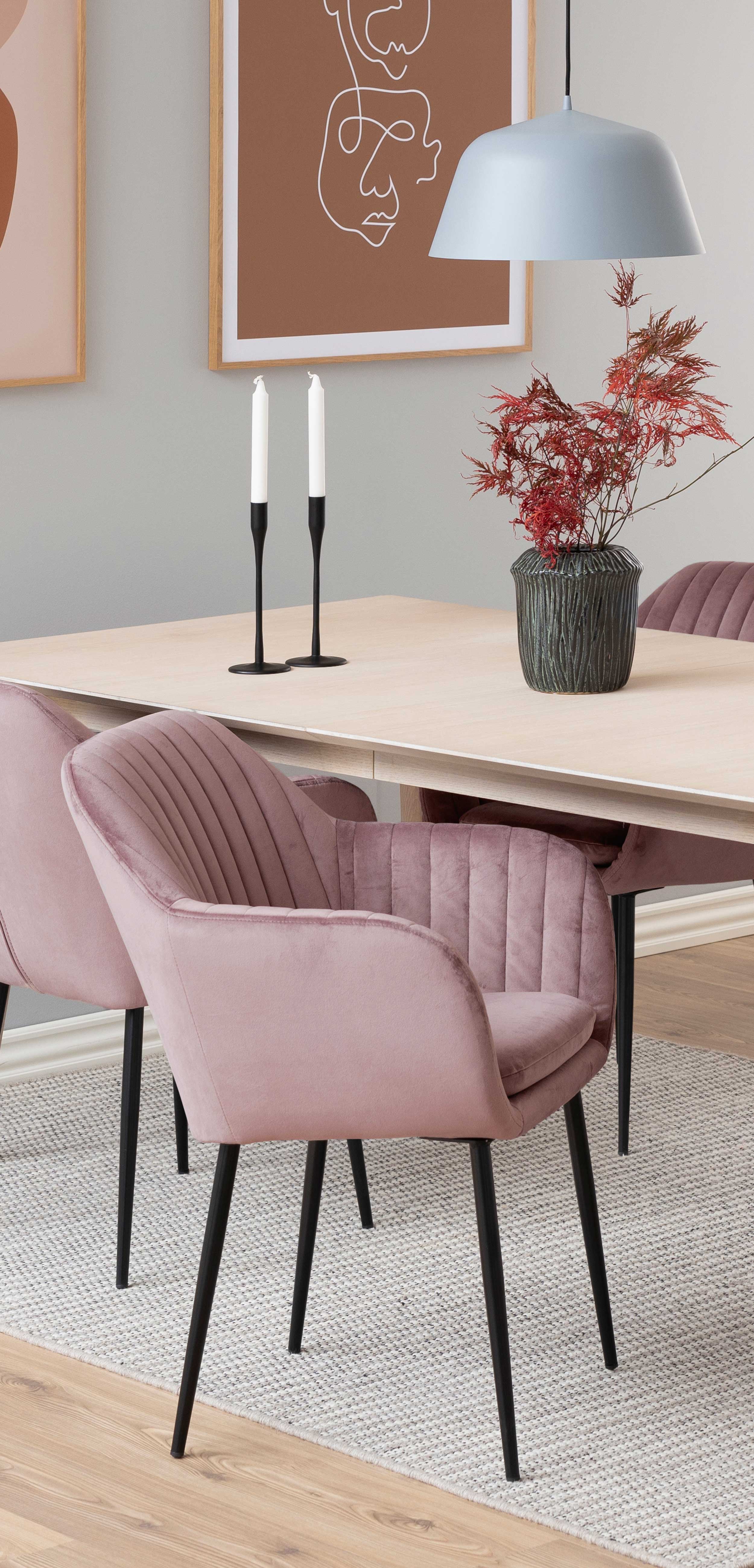 Chaise avec accoudoirs Hermeline - vieux rose/noir - Image 3