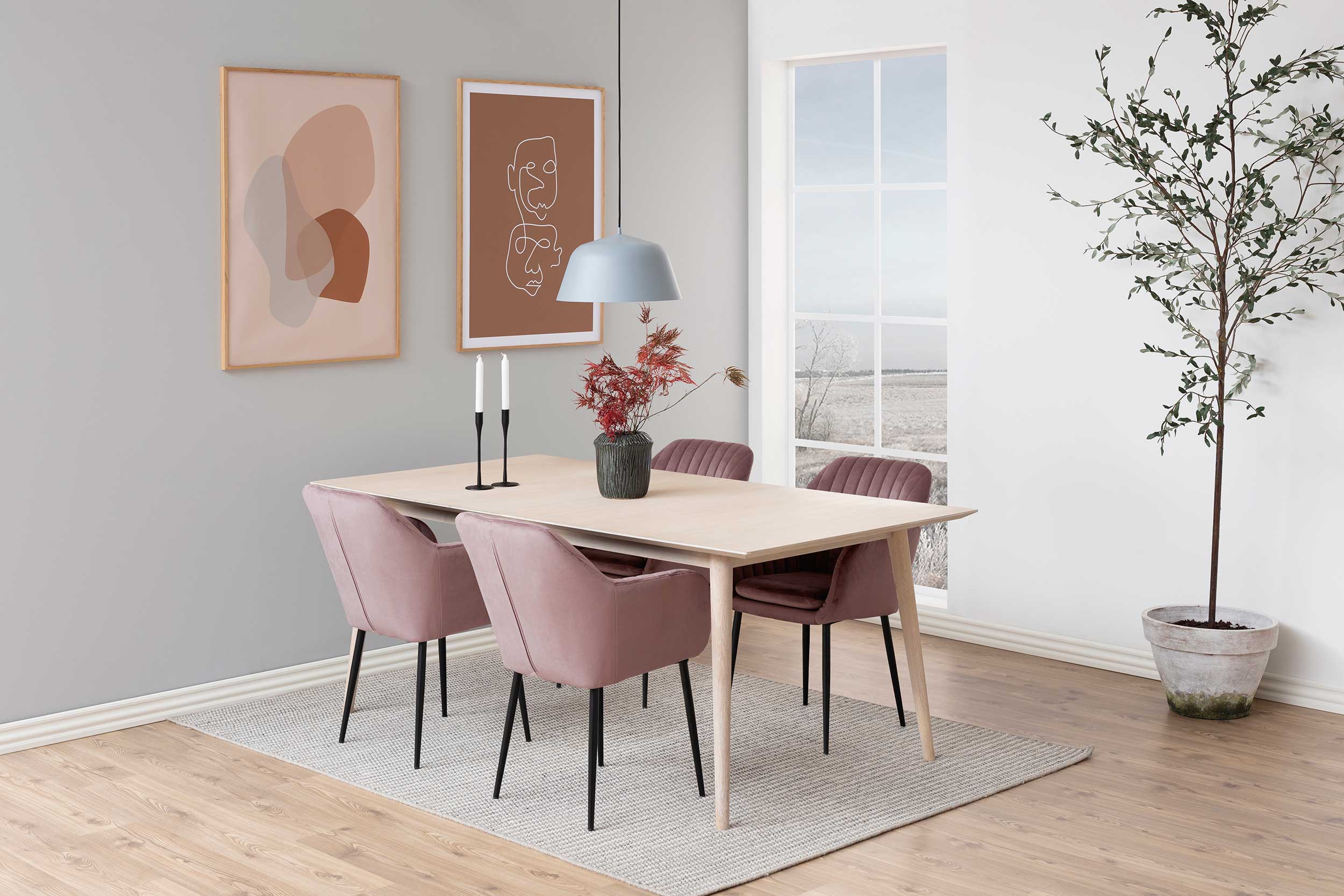 Chaise avec accoudoirs Hermeline - vieux rose/noir - Image 5