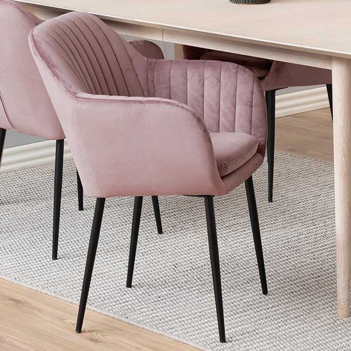 Chaise avec accoudoirs Hermeline - vieux rose/noir