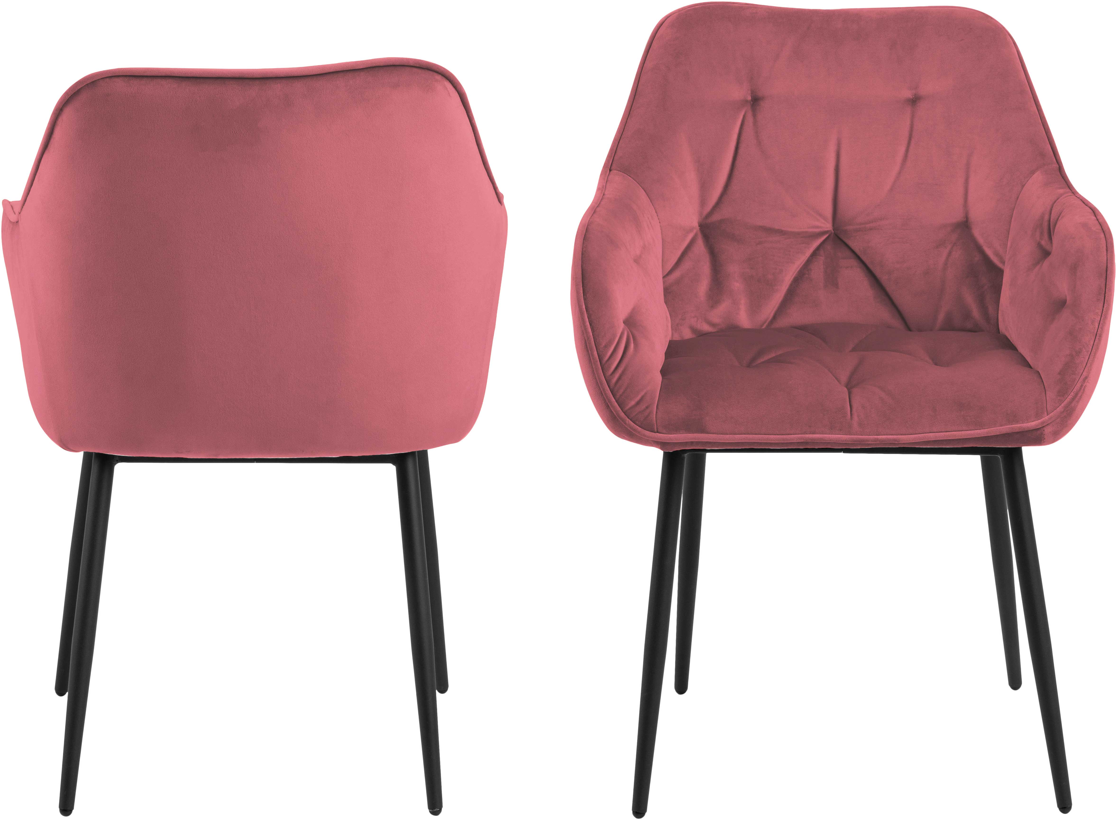 Chaise avec accoudoirs Lynn - corail/noir - Image 2