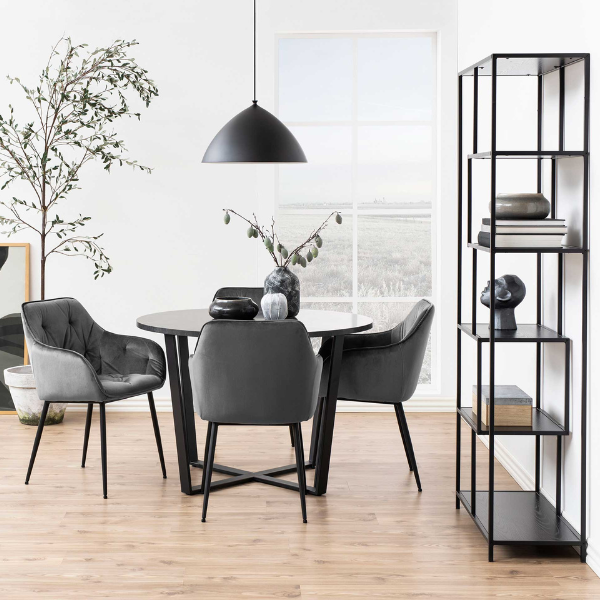 Chaise avec accoudoirs Lynn - gris foncé/noir - Image 2